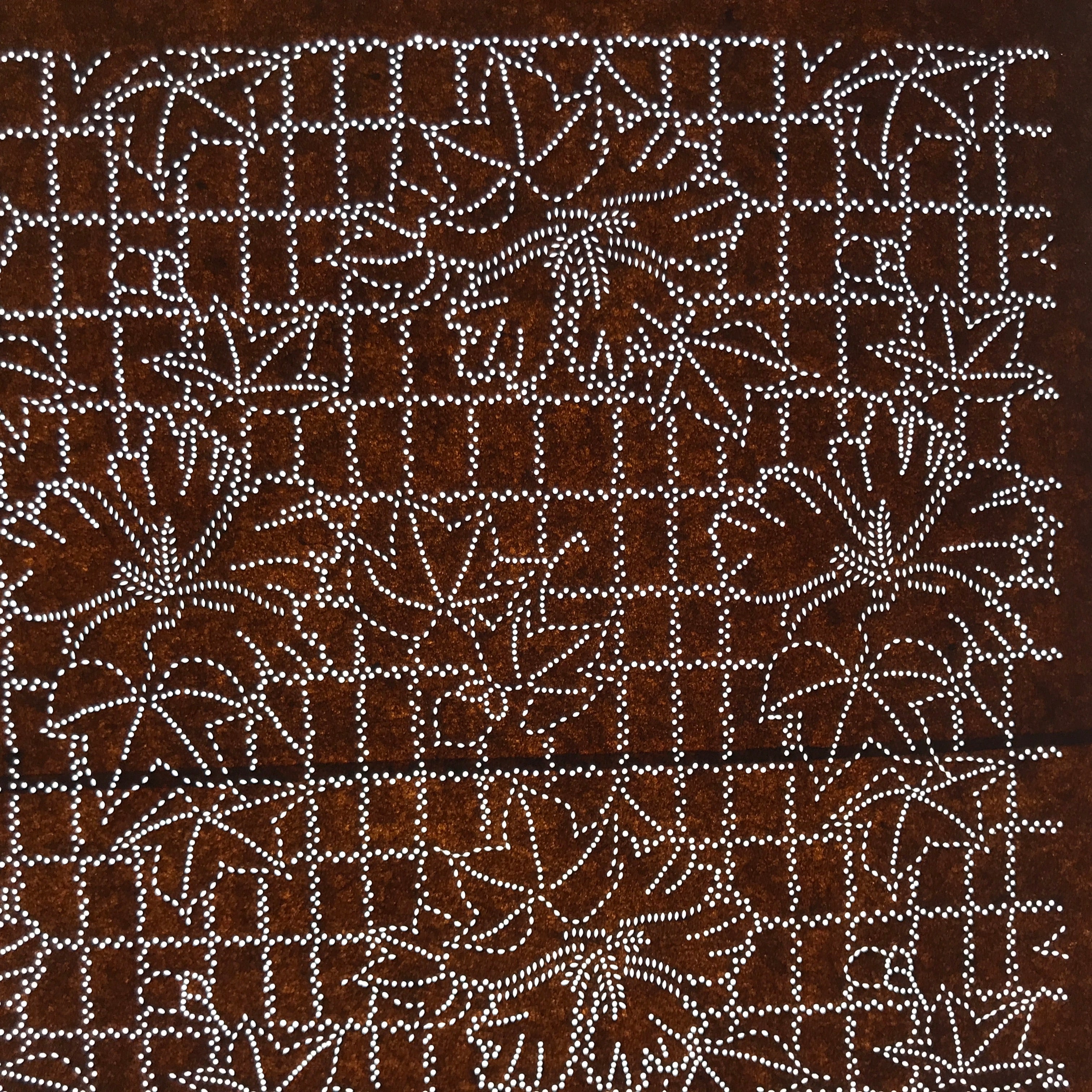Antique Japanese Ise Katagami Paper Kimono Stencil Hollyhock Tachiaoi A707