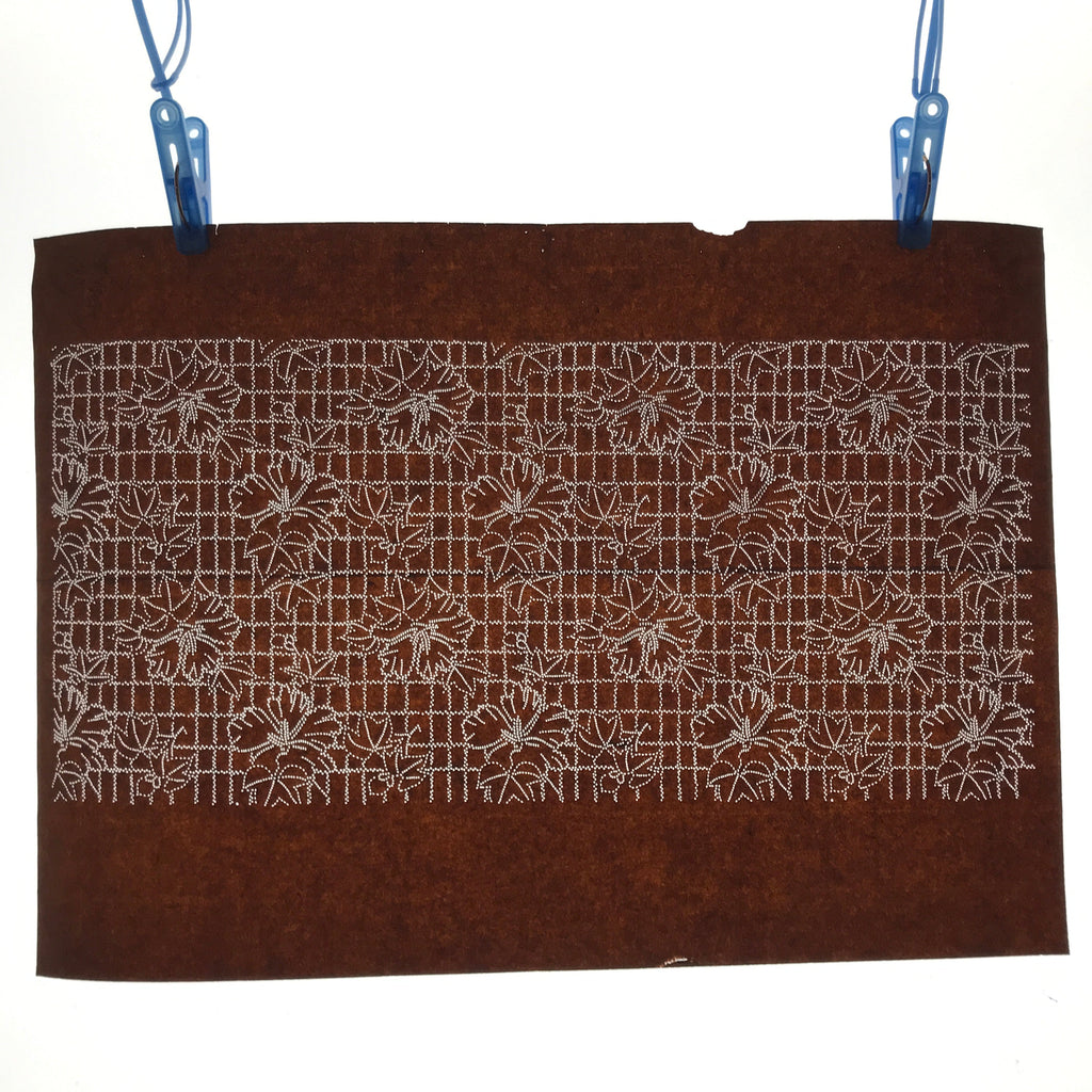 Antique Japanese Ise Katagami Paper Kimono Stencil Hollyhock Tachiaoi A707