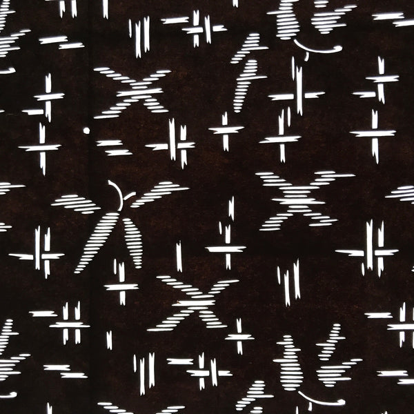 Antique Japanese Ise Katagami Paper Kimono Stencil Igeta Hash Plant Le ...