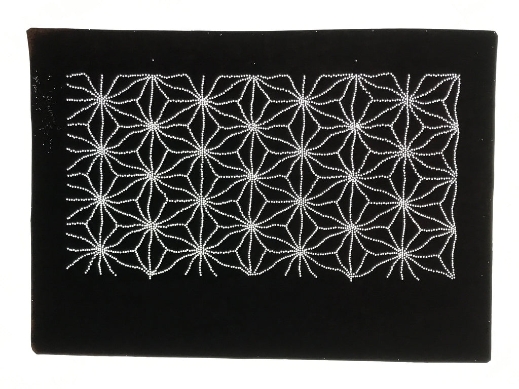 Antique Japanese Ise Katagami Paper Kimono Stencil Katazome Asanoha Floral A856