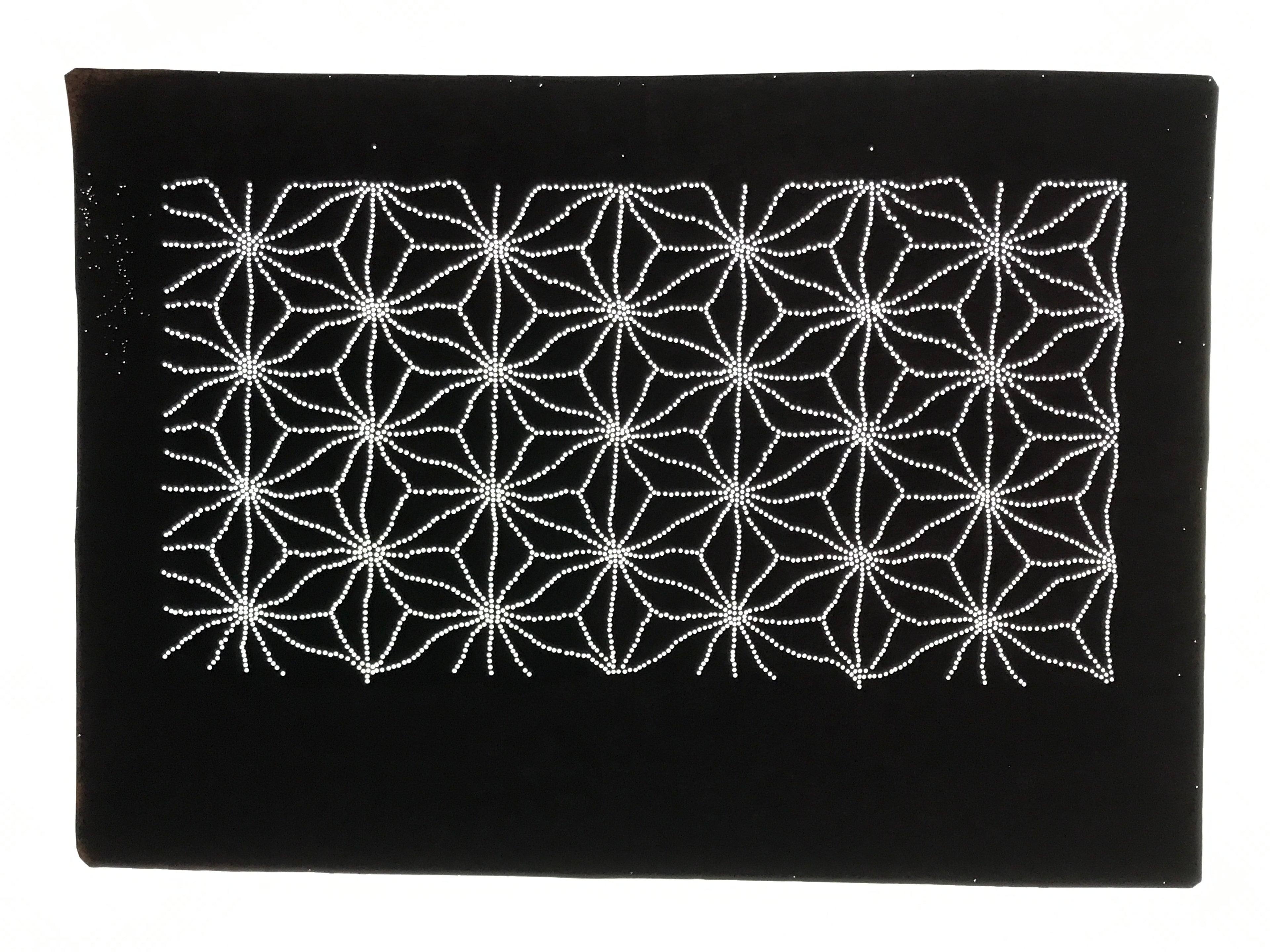 Antique Japanese Ise Katagami Paper Kimono Stencil Katazome Asanoha Floral A856