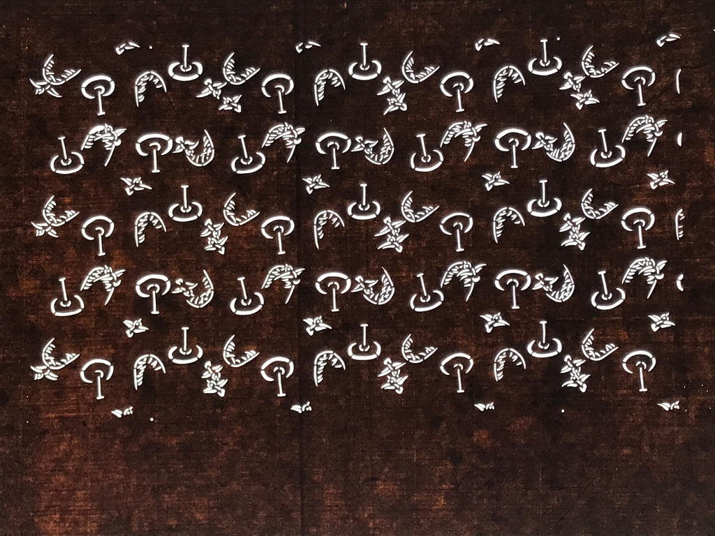 Antique Japanese Ise Katagami Paper Kimono Stencil Katazome Birds Design A849