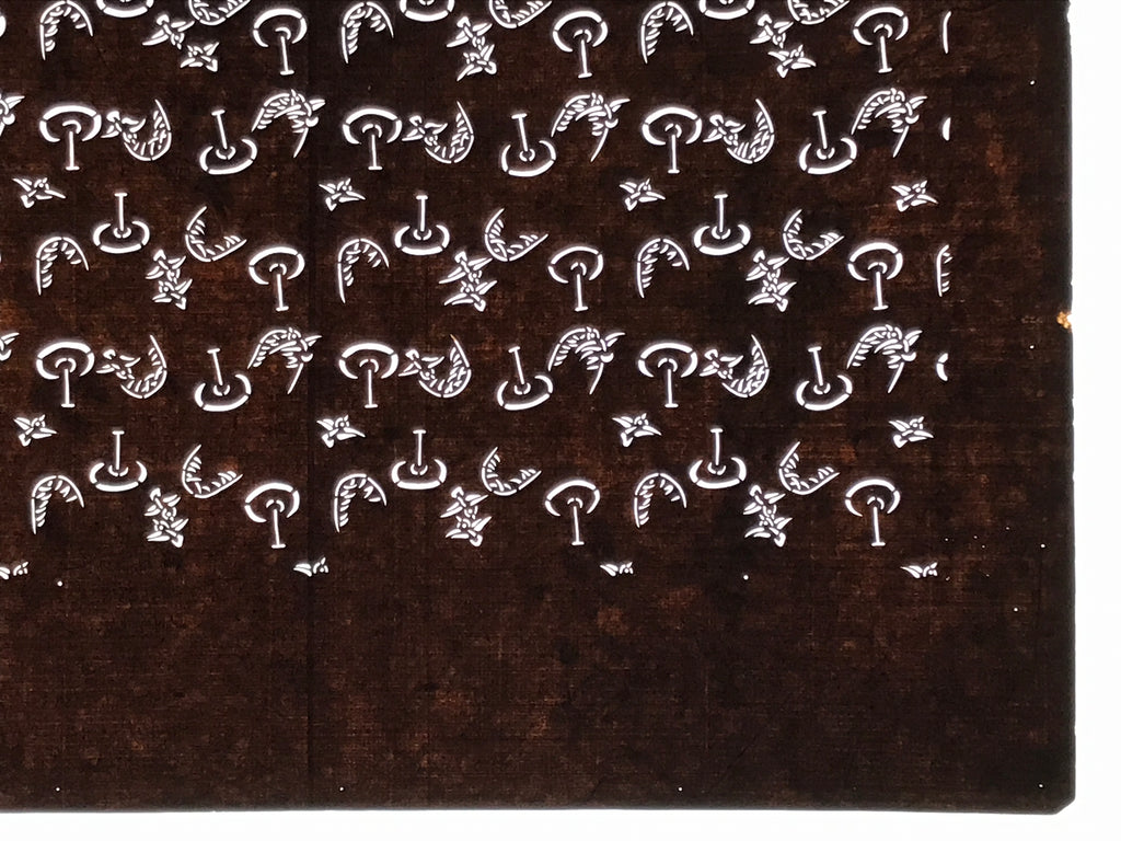 Antique Japanese Ise Katagami Paper Kimono Stencil Katazome Birds Design A849