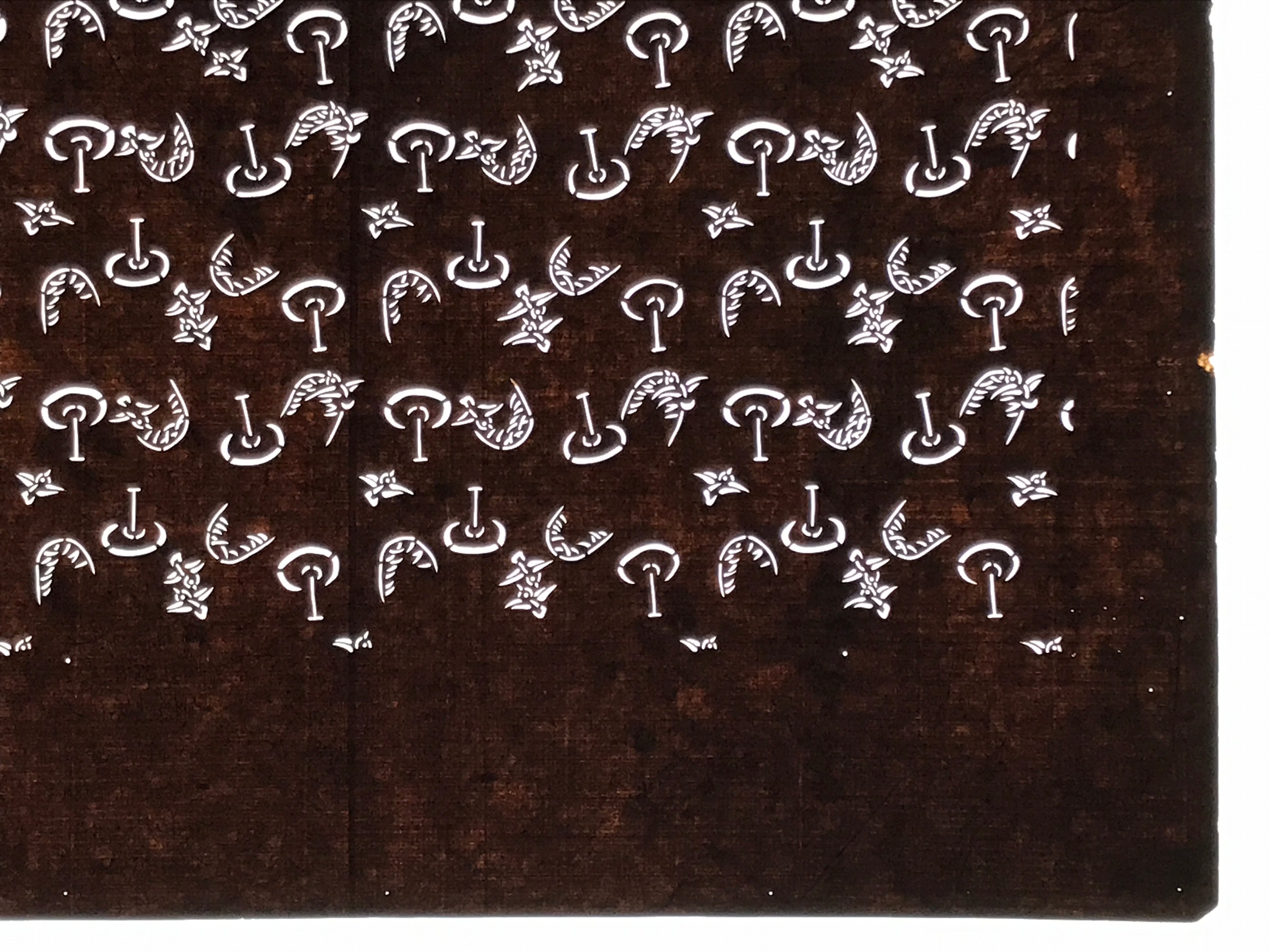 Antique Japanese Ise Katagami Paper Kimono Stencil Katazome Birds Design A849