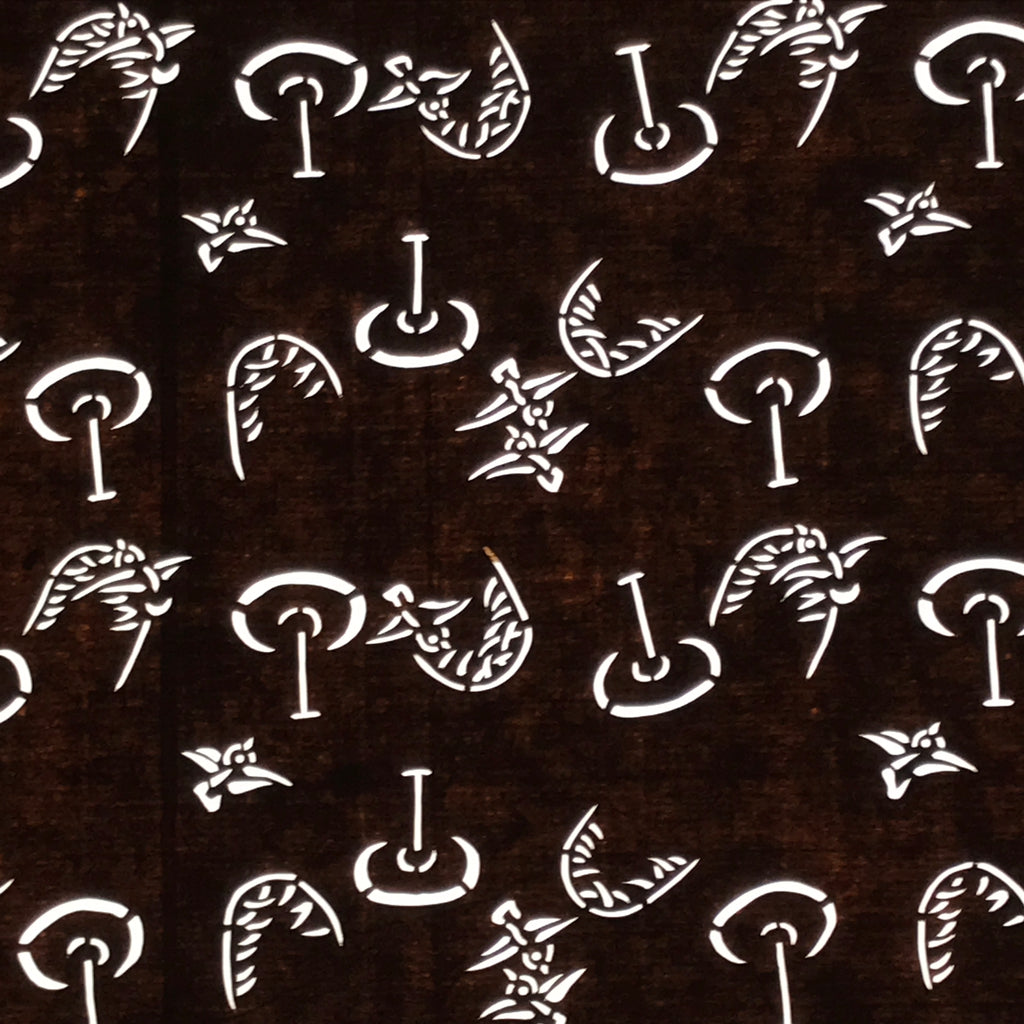 Antique Japanese Ise Katagami Paper Kimono Stencil Katazome Birds Design A849