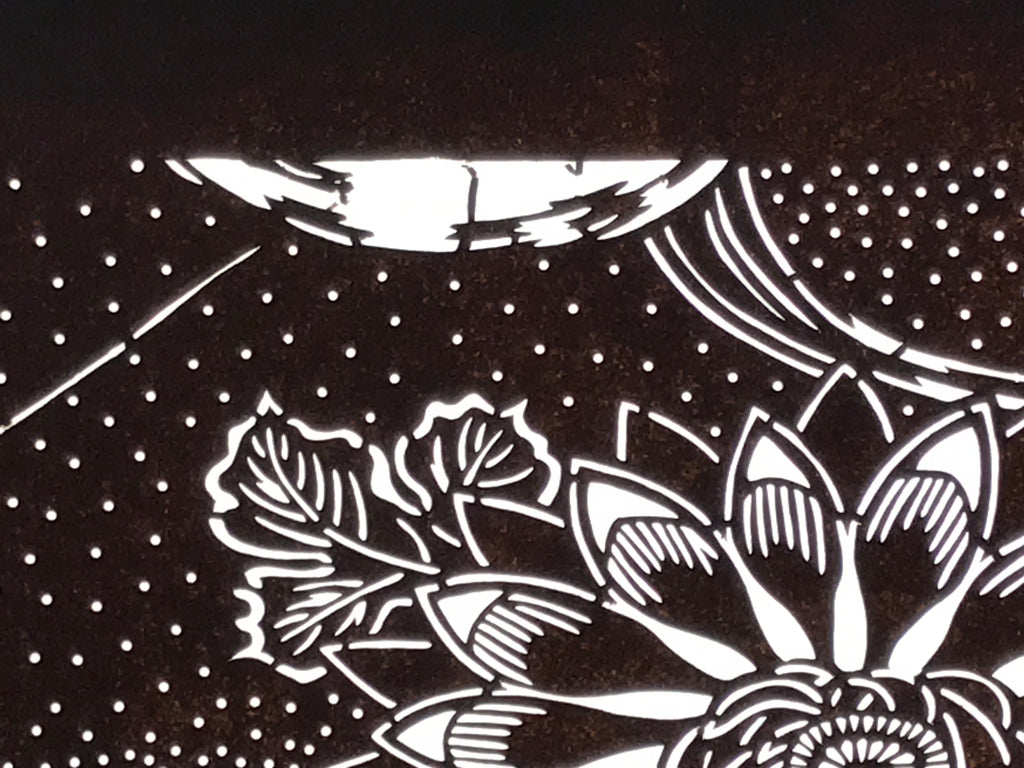 Antique Japanese Ise Katagami Paper Kimono Stencil Katazome Chrysanthemums A829