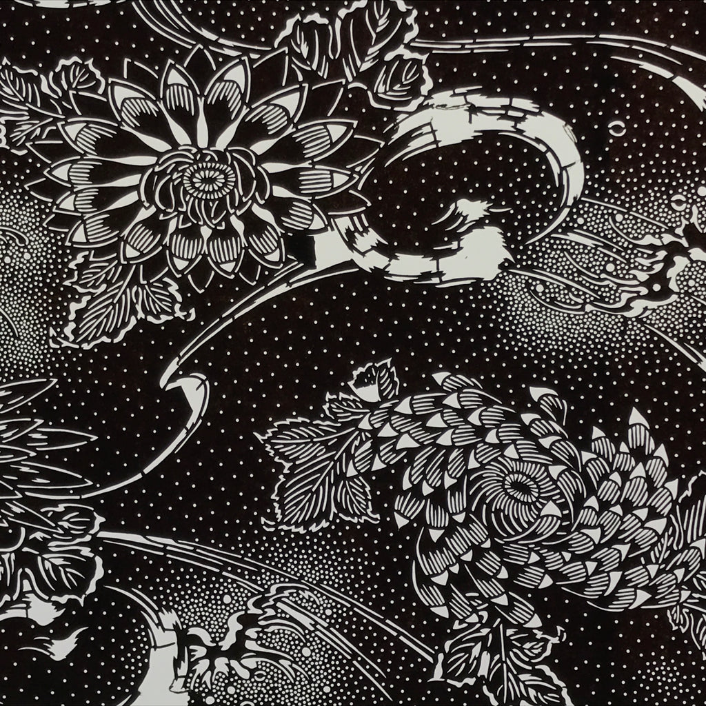 Antique Japanese Ise Katagami Paper Kimono Stencil Katazome Chrysanthemums A829