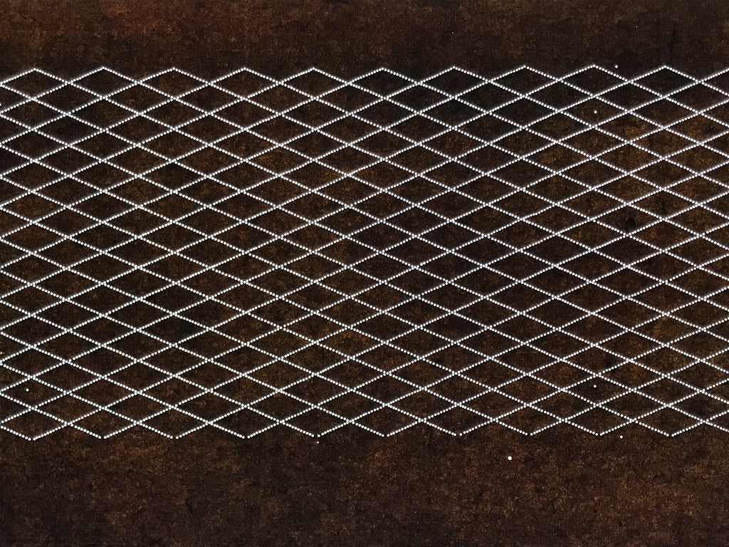 Antique Japanese Ise Katagami Paper Kimono Stencil Katazome Diamond Grid A868