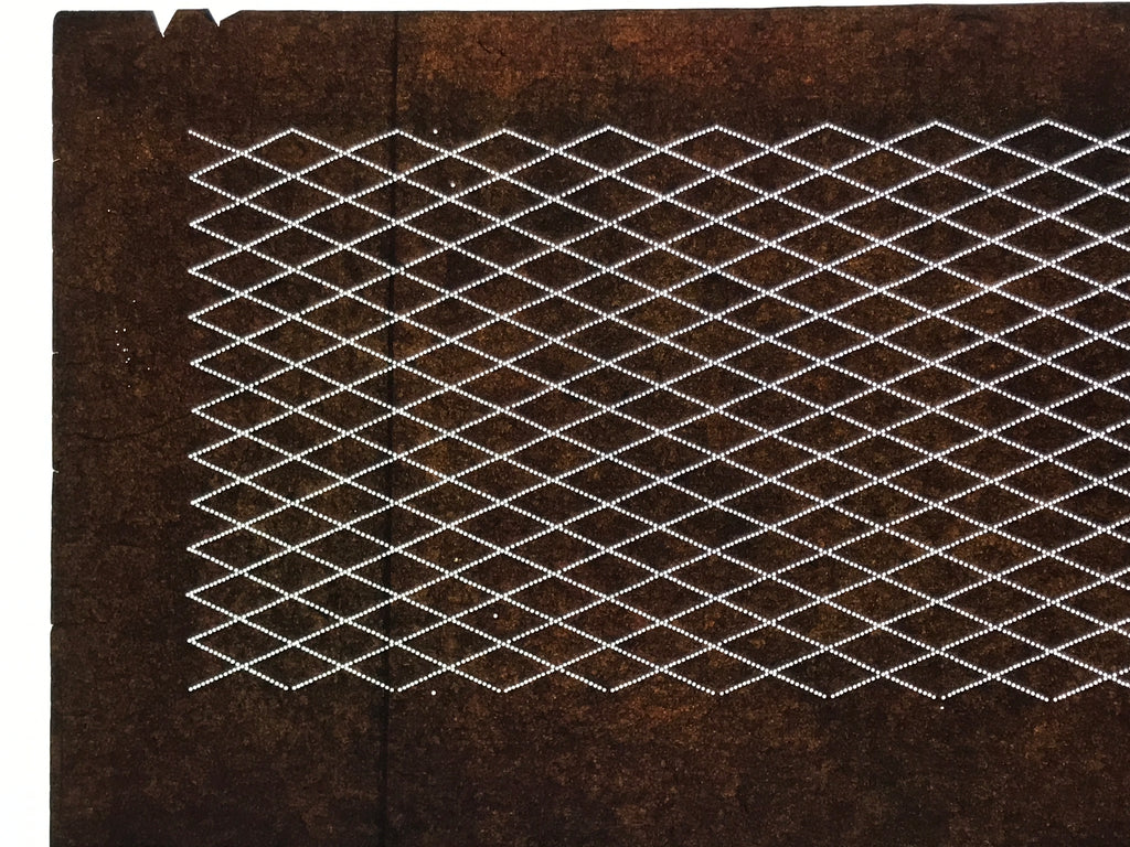 Antique Japanese Ise Katagami Paper Kimono Stencil Katazome Diamond Grid A868