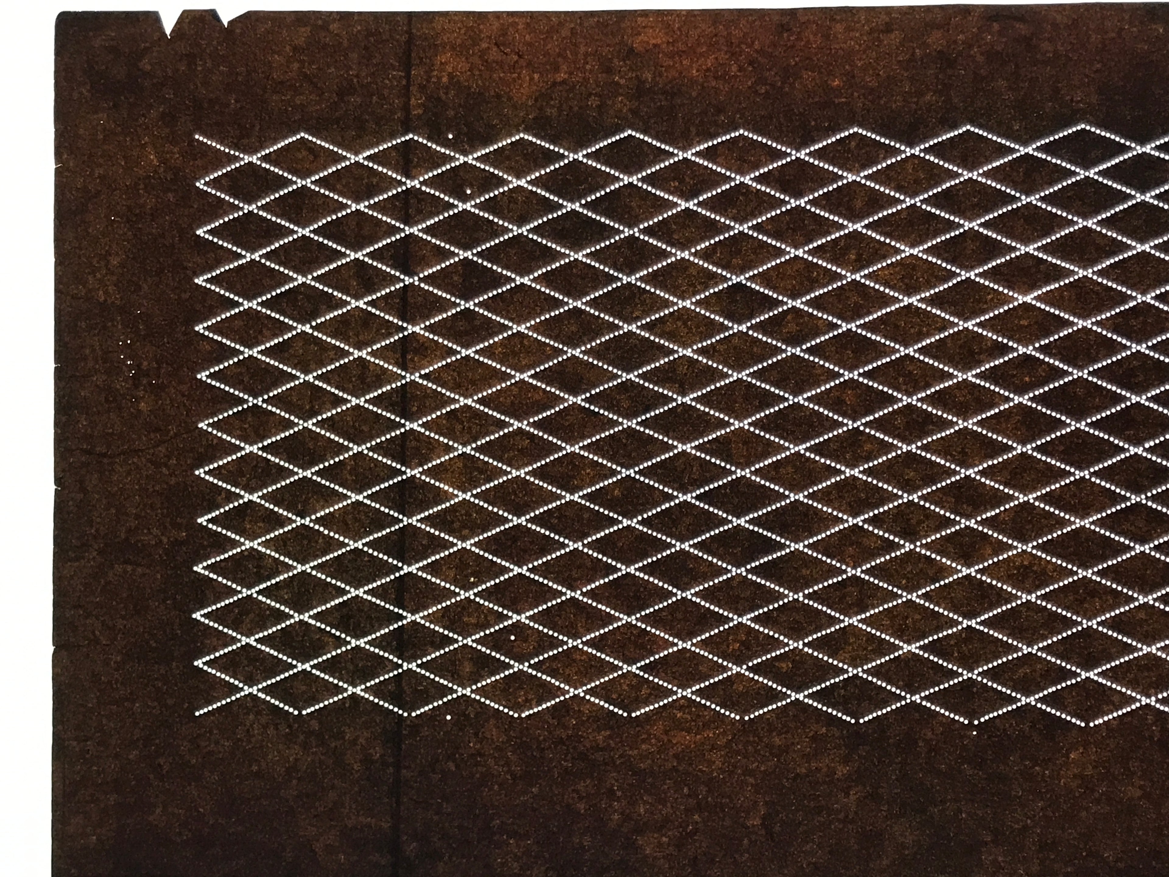 Antique Japanese Ise Katagami Paper Kimono Stencil Katazome Diamond Grid A868