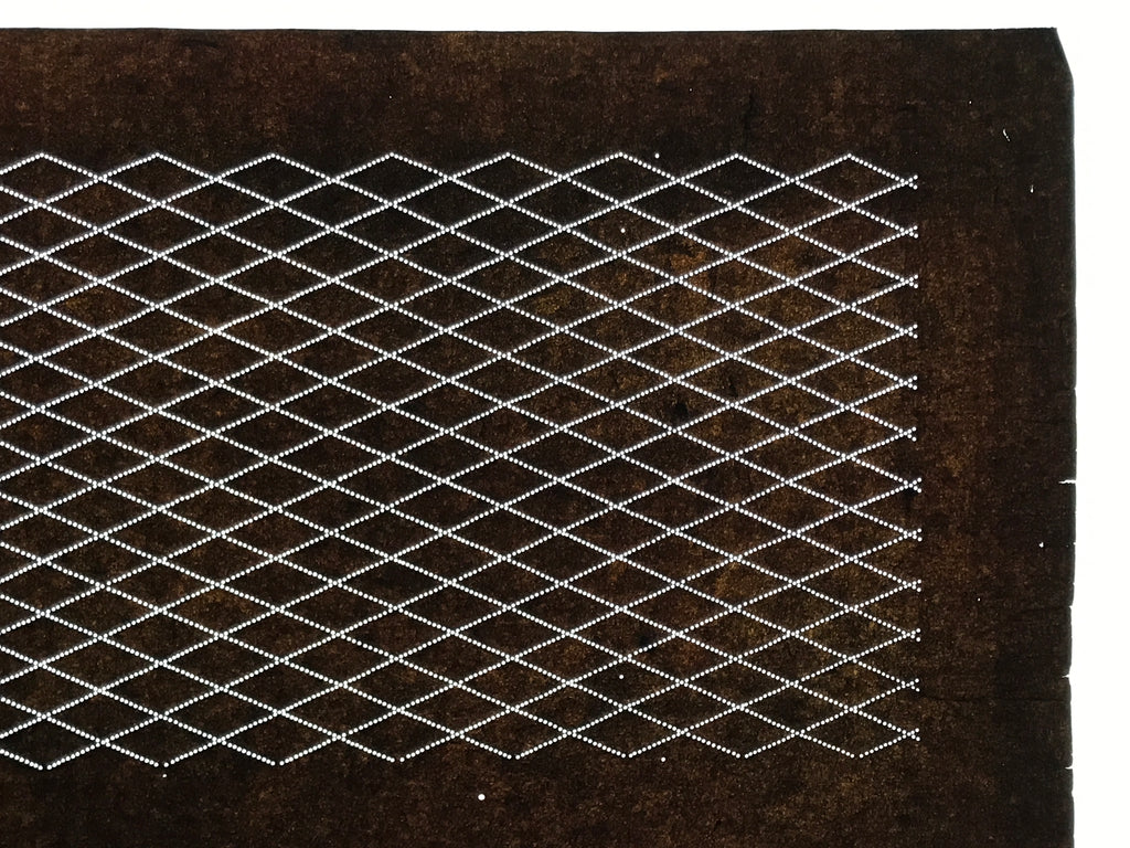 Antique Japanese Ise Katagami Paper Kimono Stencil Katazome Diamond Grid A868