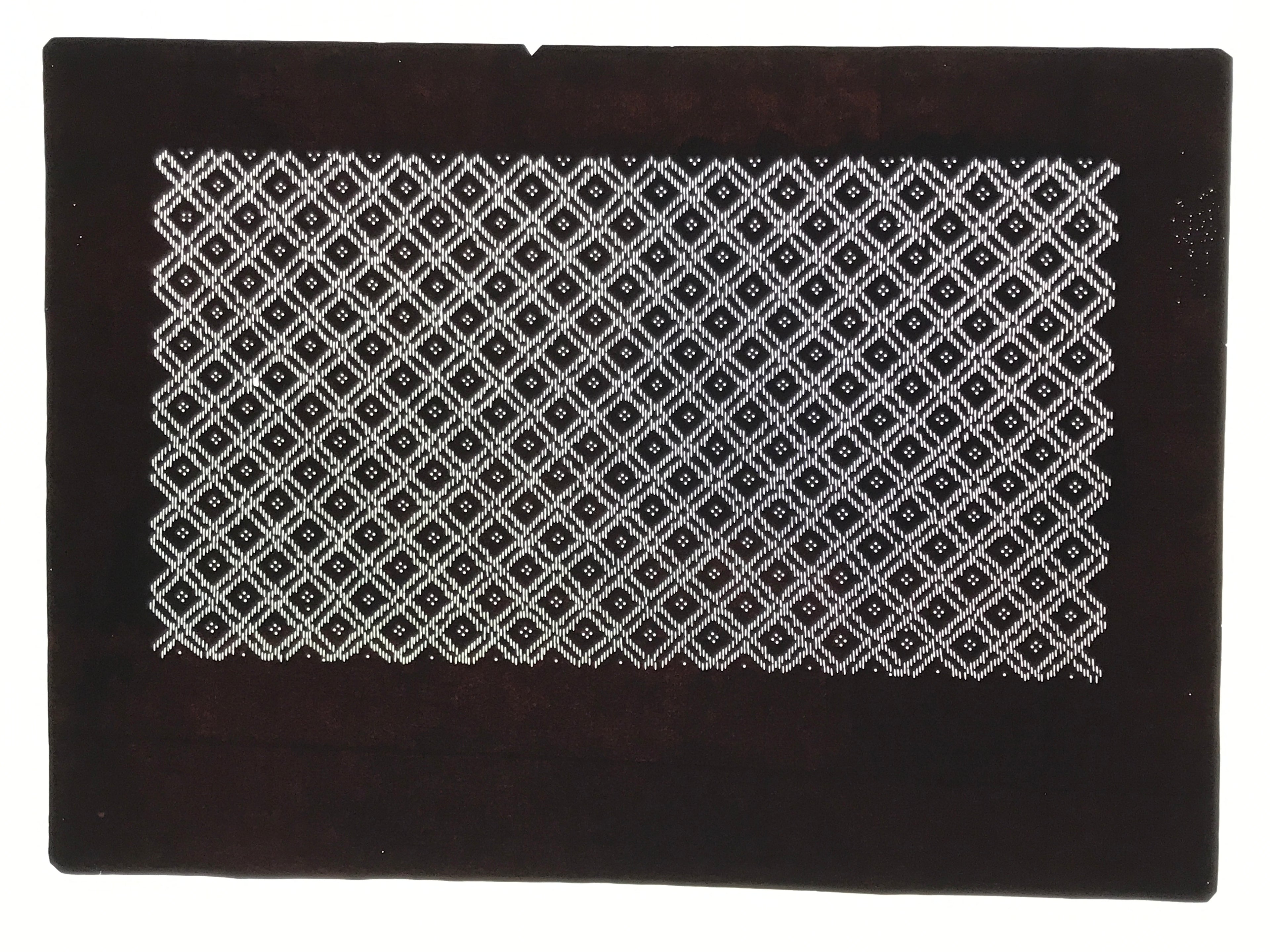 Antique Japanese Ise Katagami Paper Kimono Stencil Katazome Diamond Grid A878
