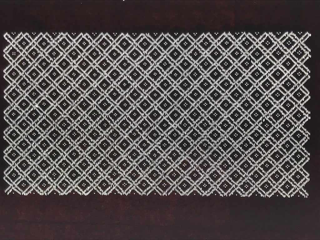 Antique Japanese Ise Katagami Paper Kimono Stencil Katazome Diamond Grid A878