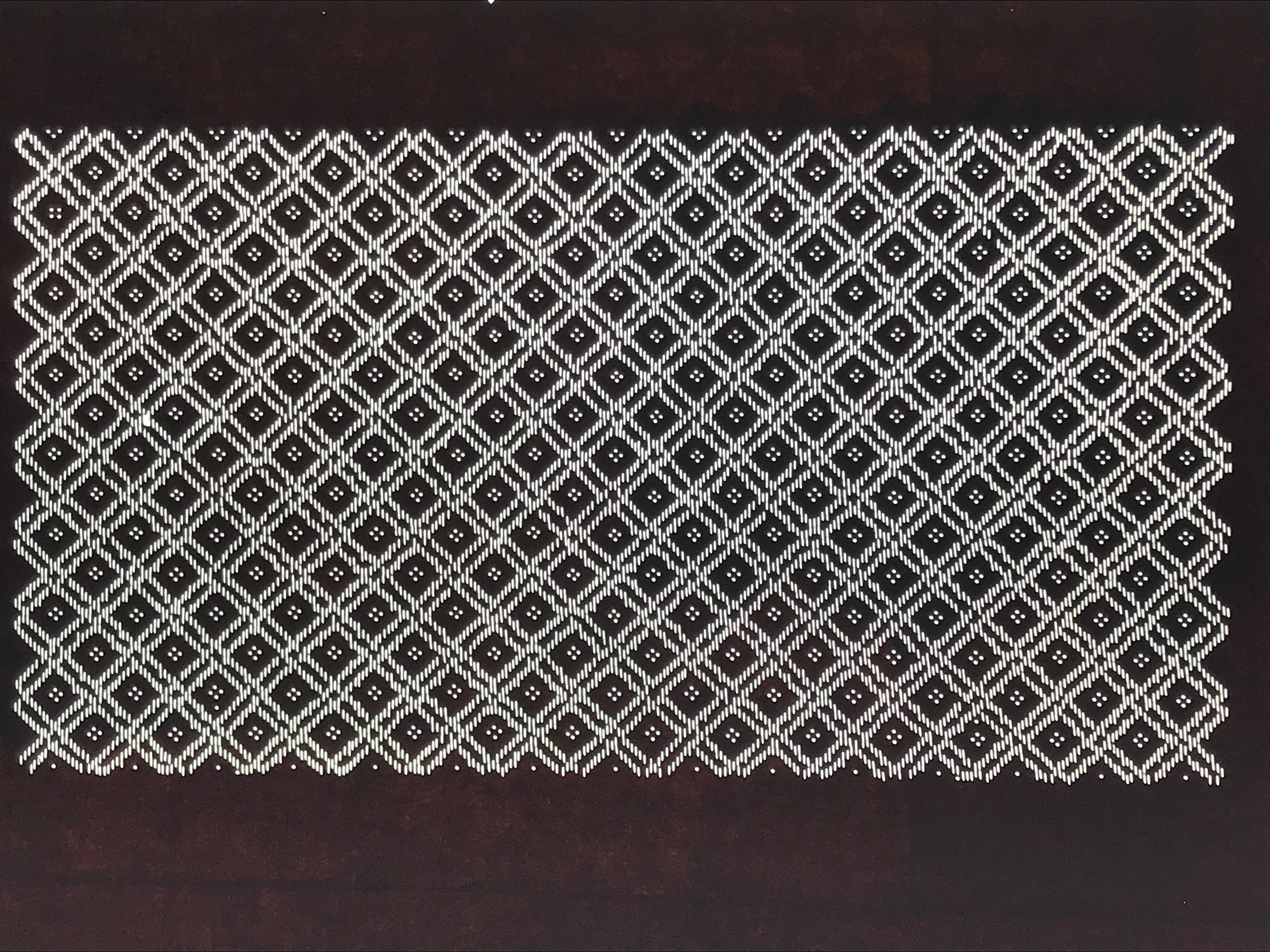 Antique Japanese Ise Katagami Paper Kimono Stencil Katazome Diamond Grid A878