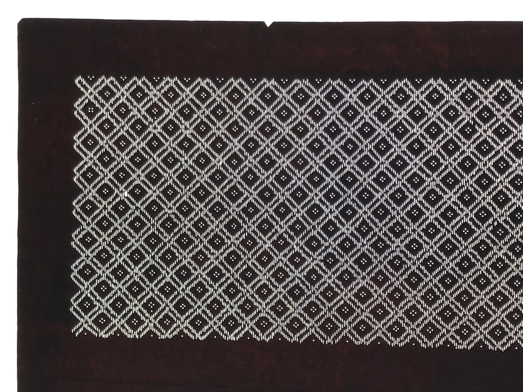 Antique Japanese Ise Katagami Paper Kimono Stencil Katazome Diamond Grid A878