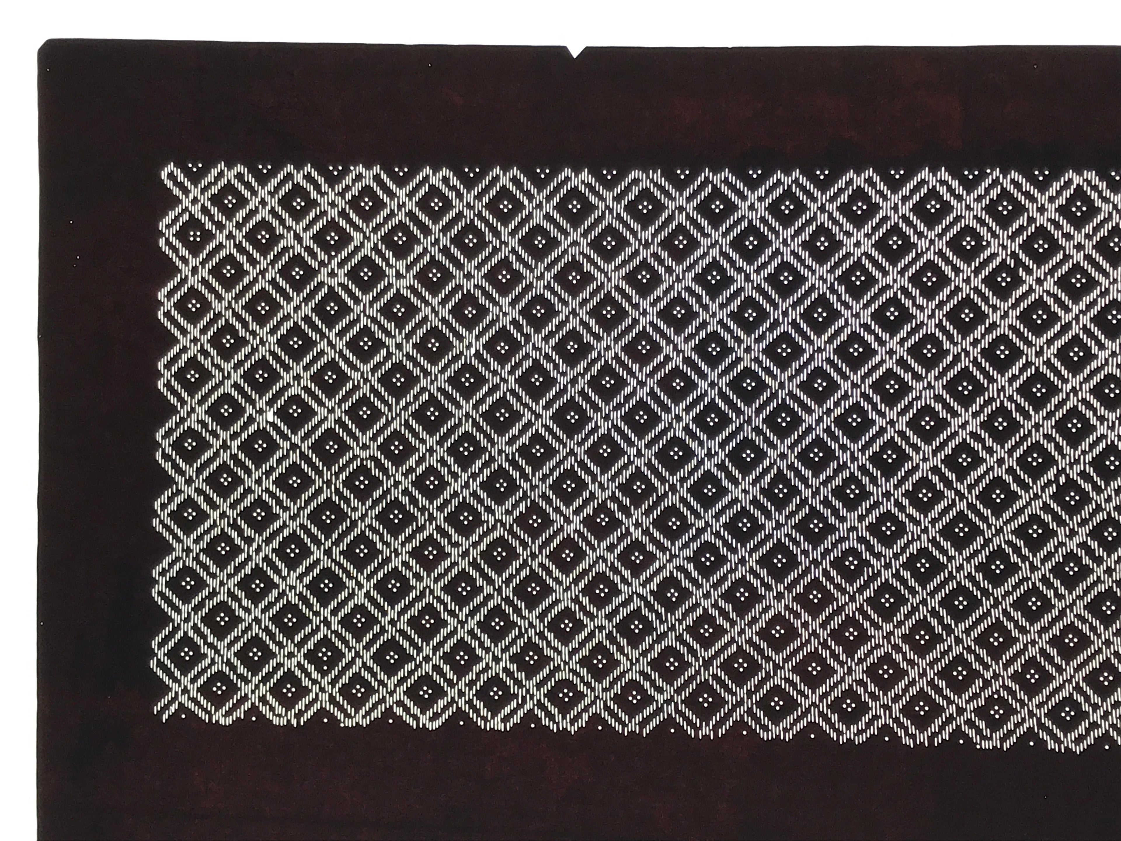 Antique Japanese Ise Katagami Paper Kimono Stencil Katazome Diamond Grid A878