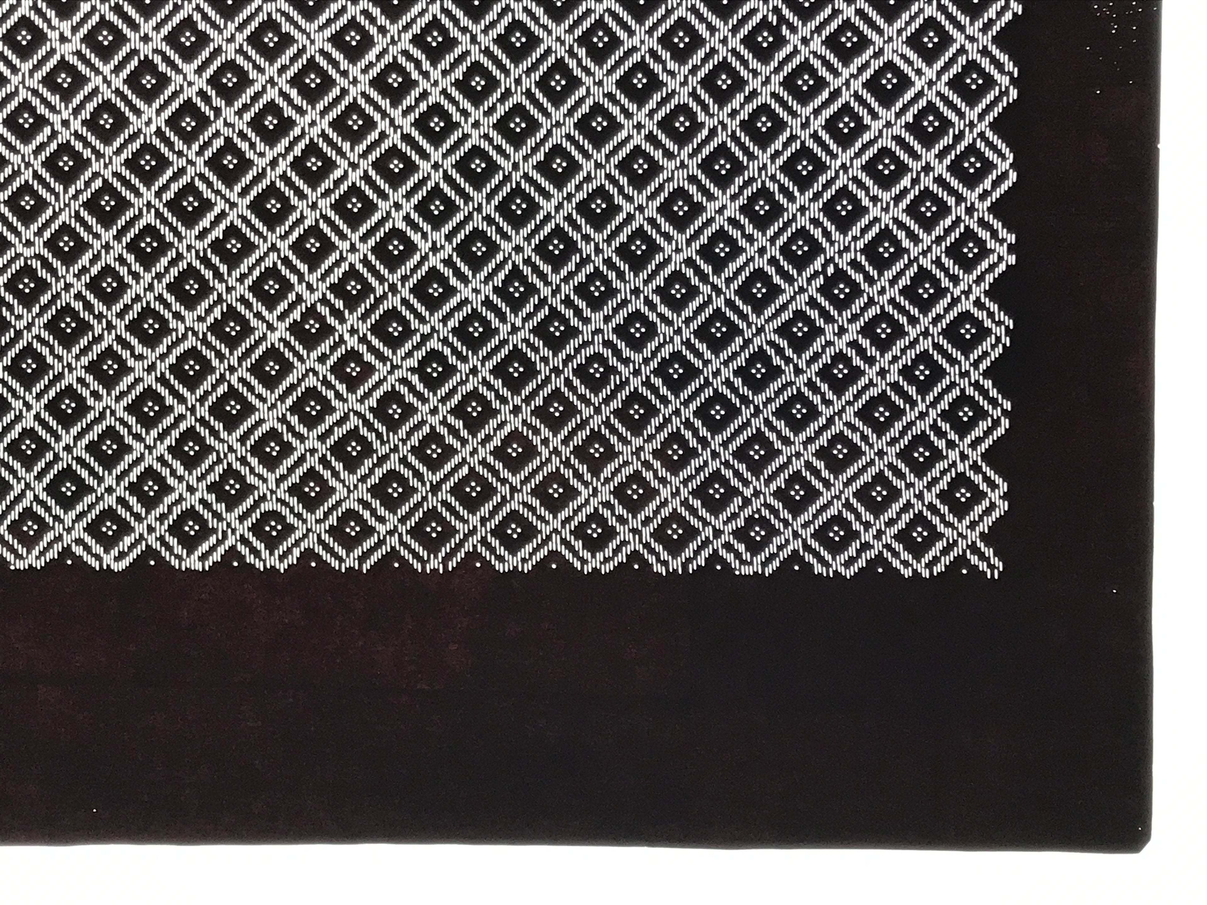 Antique Japanese Ise Katagami Paper Kimono Stencil Katazome Diamond Grid A878