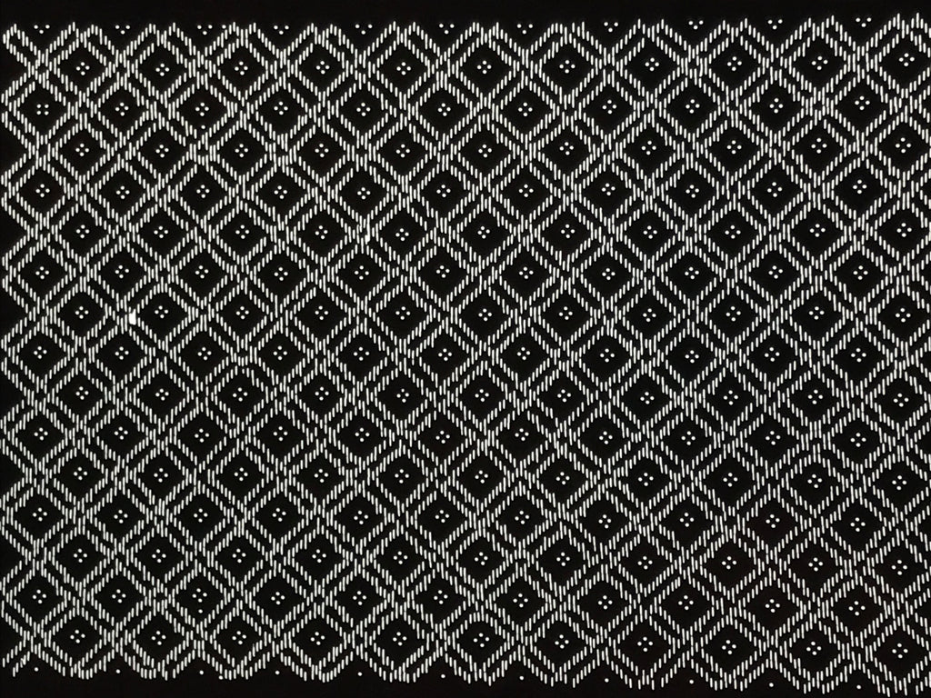 Antique Japanese Ise Katagami Paper Kimono Stencil Katazome Diamond Grid A878