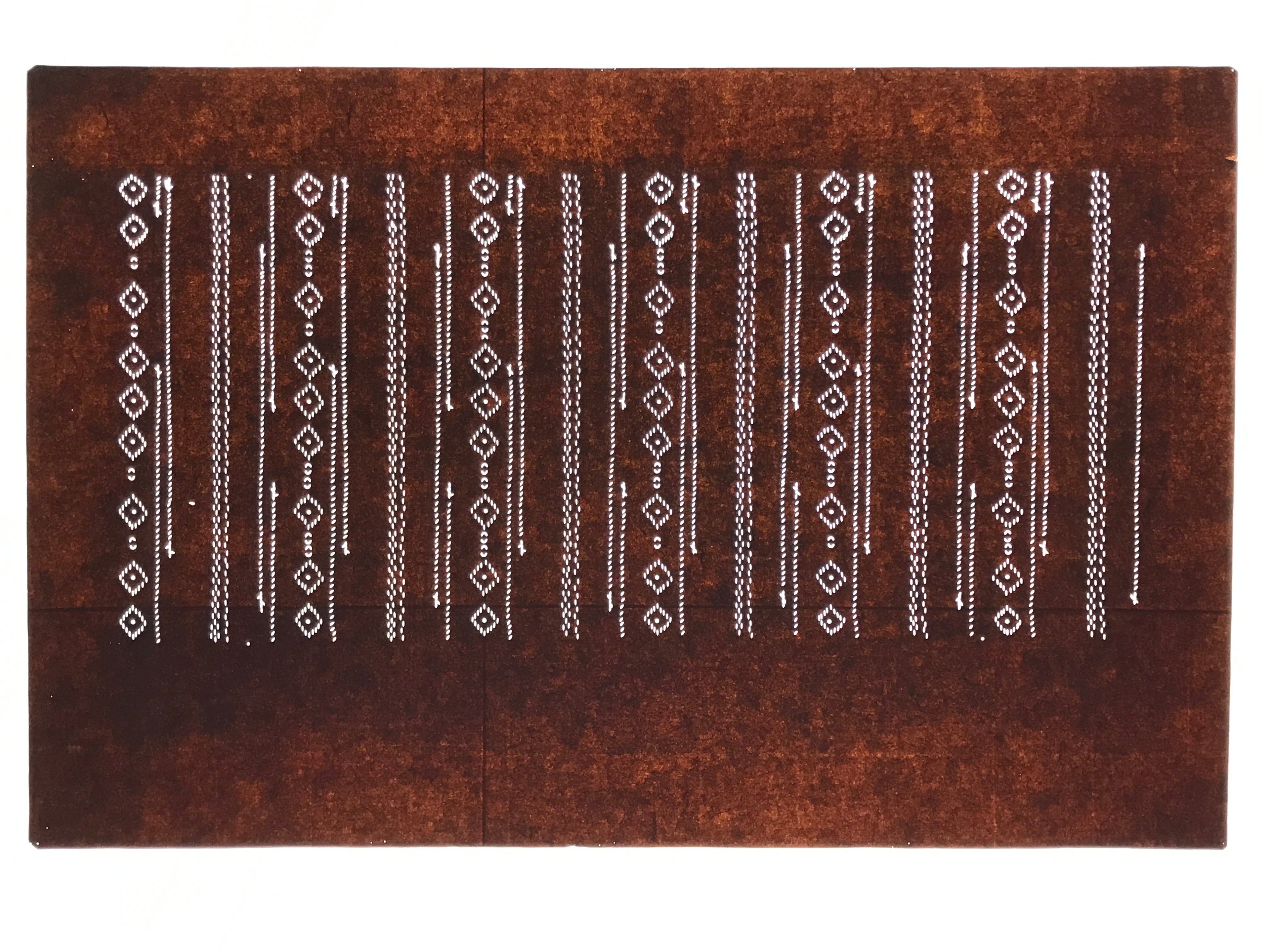 Antique Japanese Ise Katagami Paper Kimono Stencil Katazome Diamond Line A881
