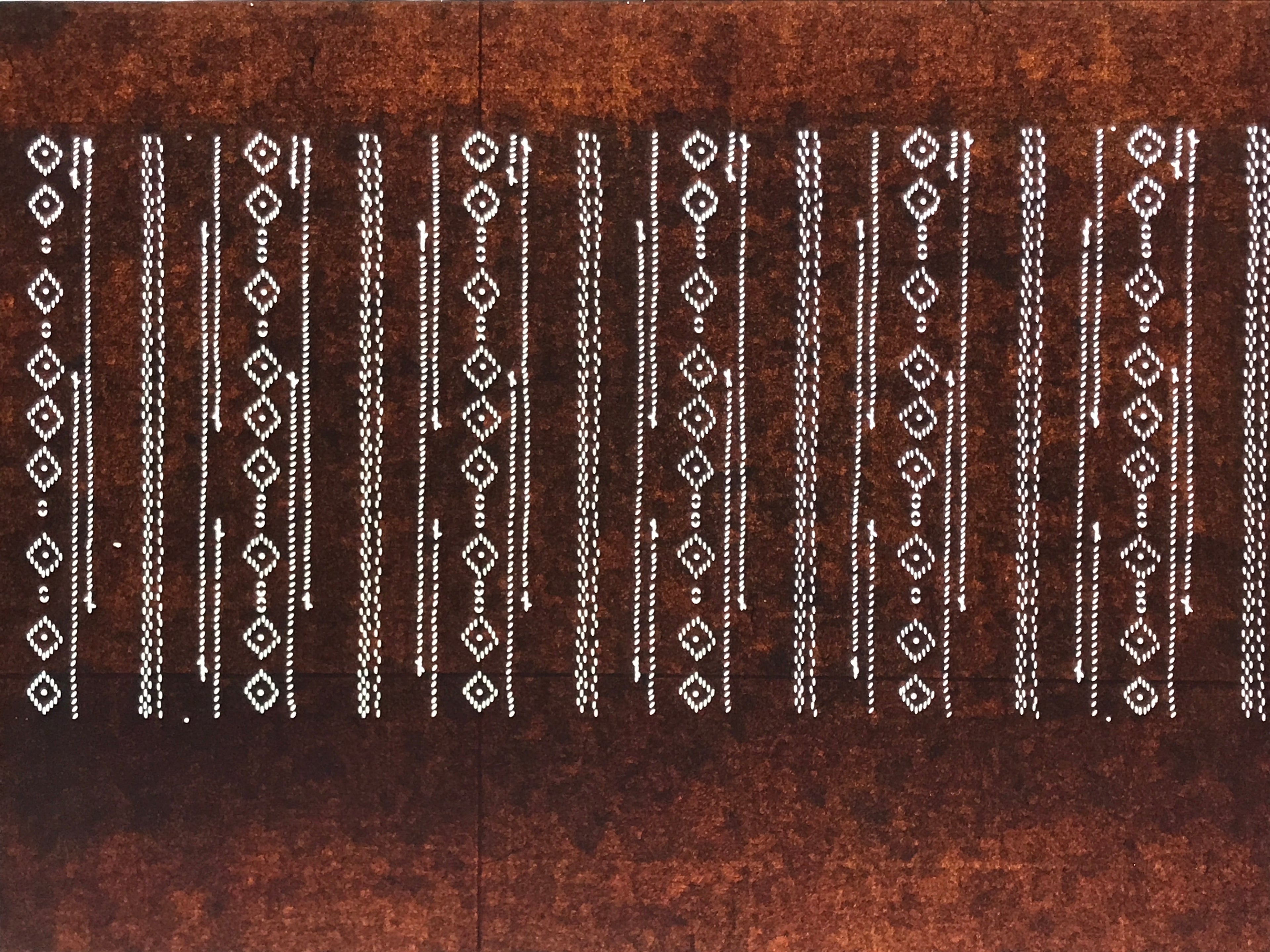 Antique Japanese Ise Katagami Paper Kimono Stencil Katazome Diamond Line A881