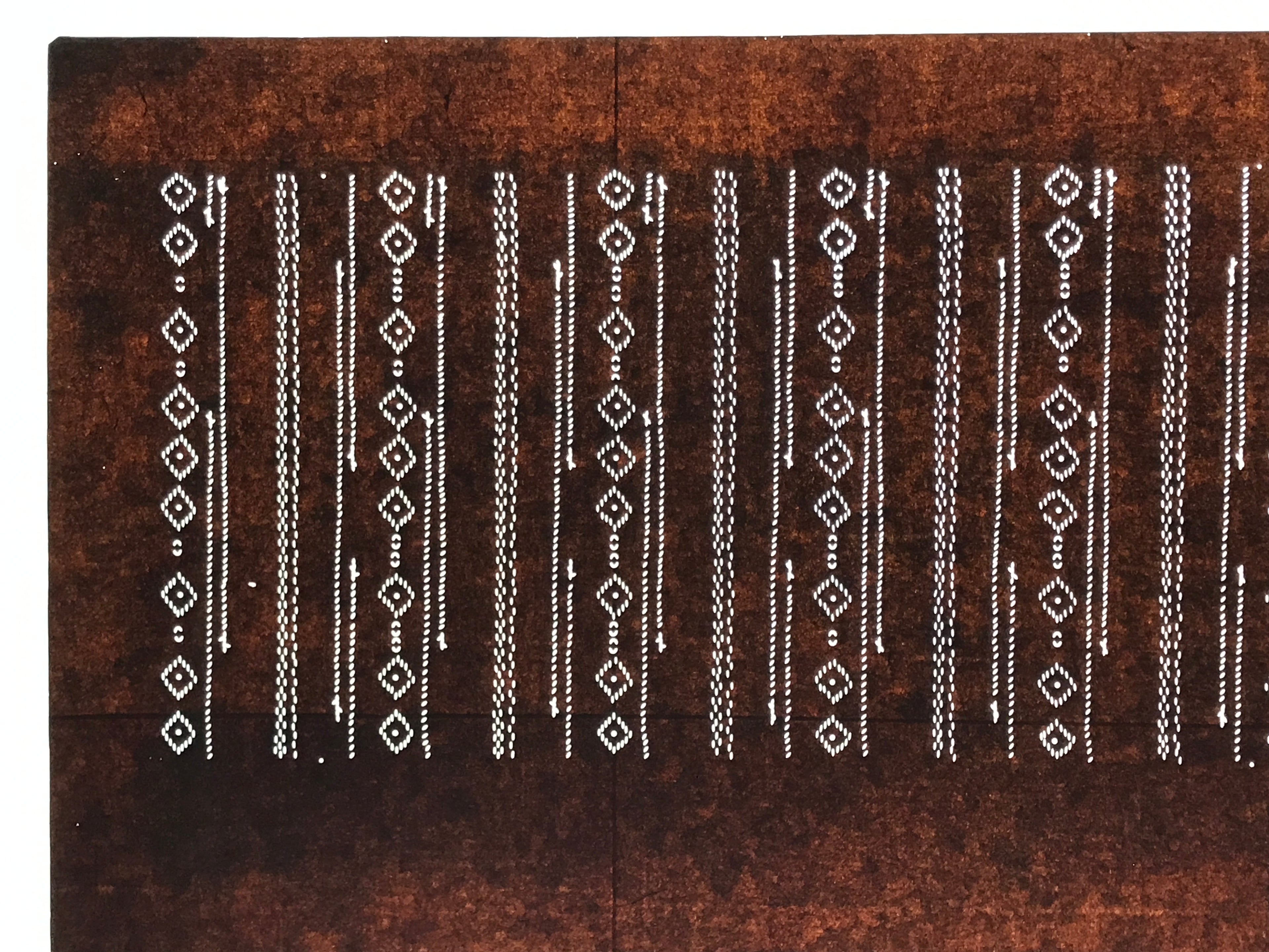 Antique Japanese Ise Katagami Paper Kimono Stencil Katazome Diamond Line A881