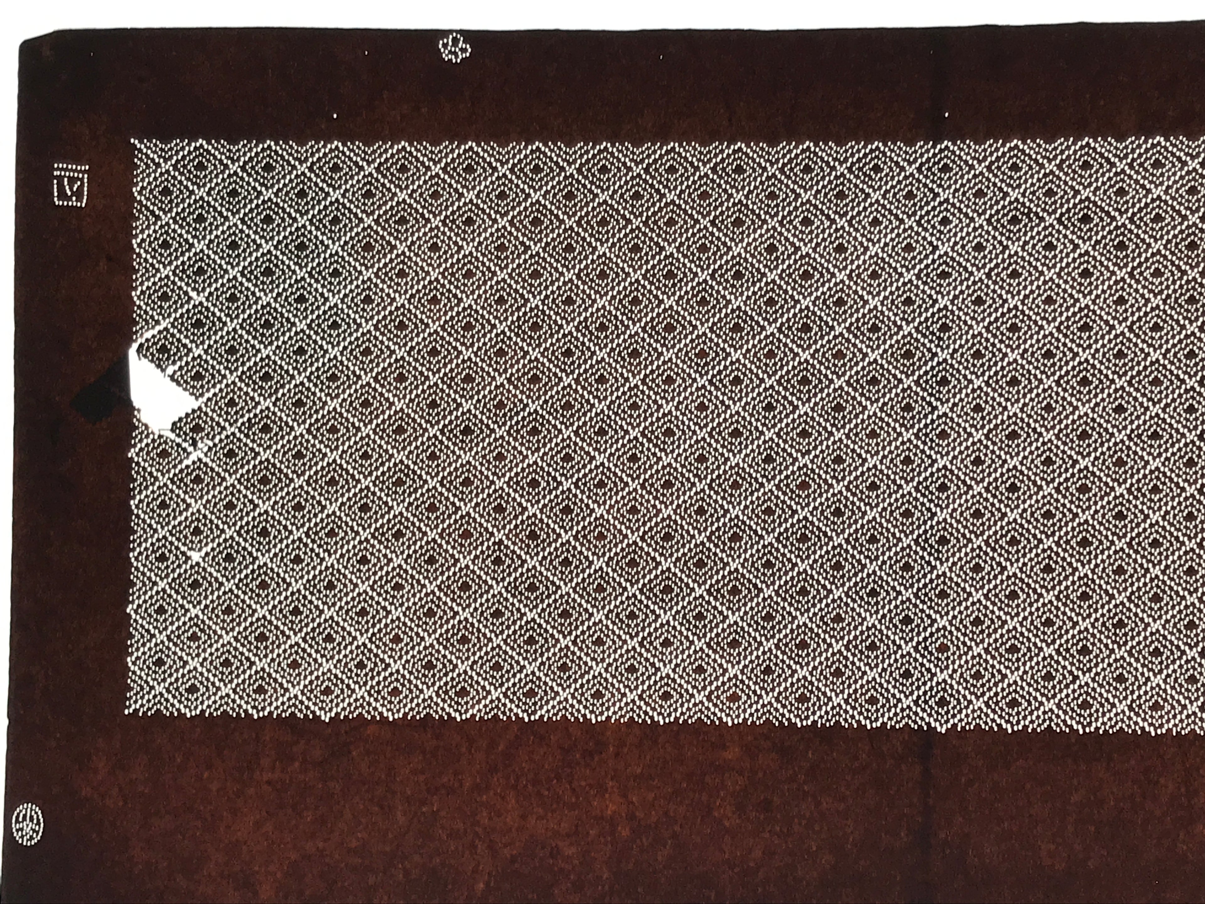 Antique Japanese Ise Katagami Paper Kimono Stencil Katazome Diamond Pattern A828