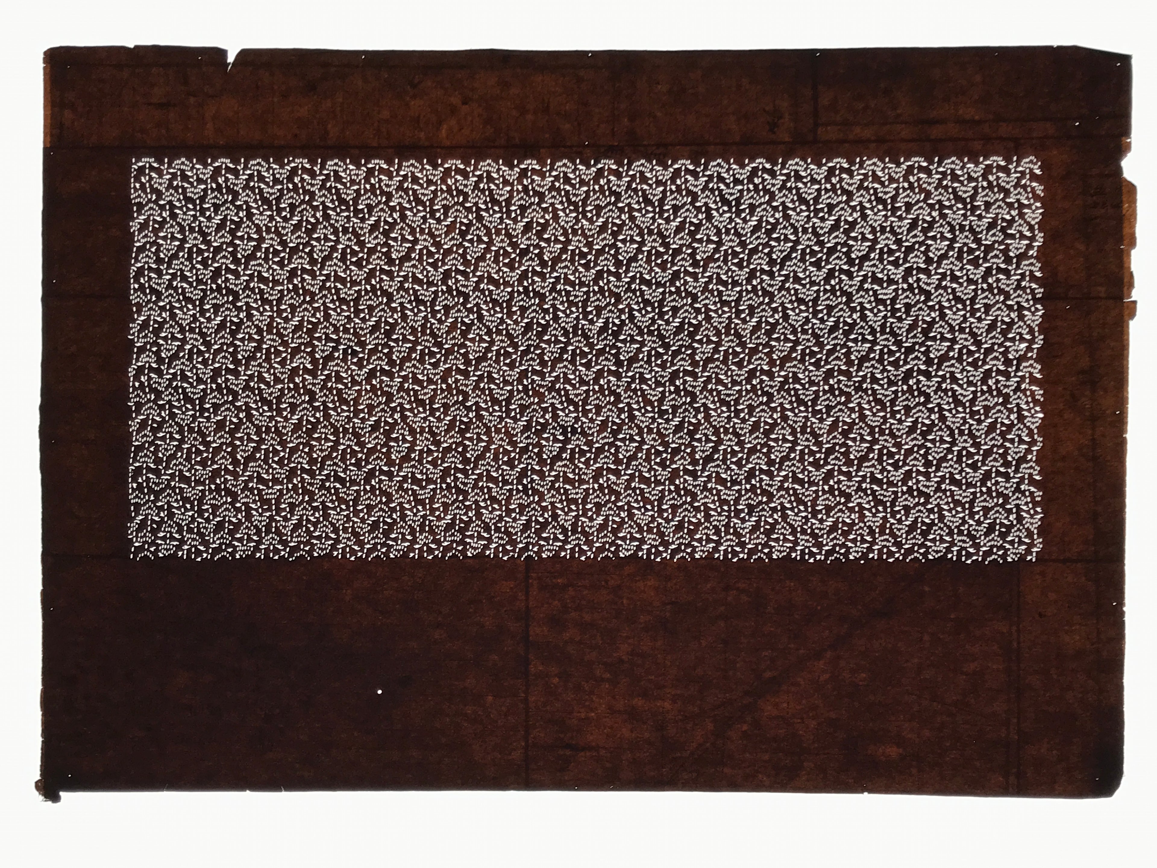 Antique Japanese Ise Katagami Paper Kimono Stencil Katazome Floral Leaf A874