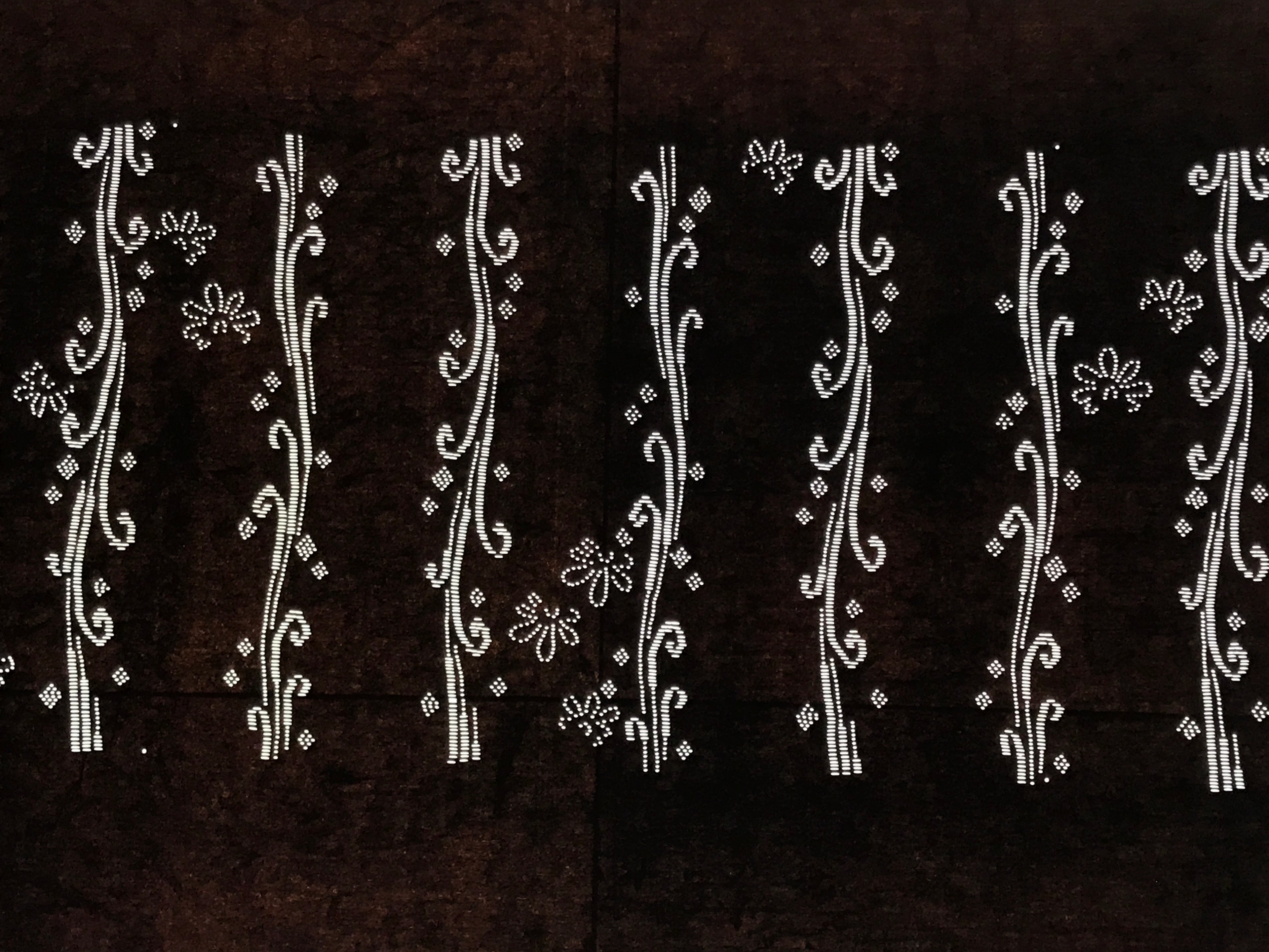 Antique Japanese Ise Katagami Paper Kimono Stencil Katazome Floral Leaves A865