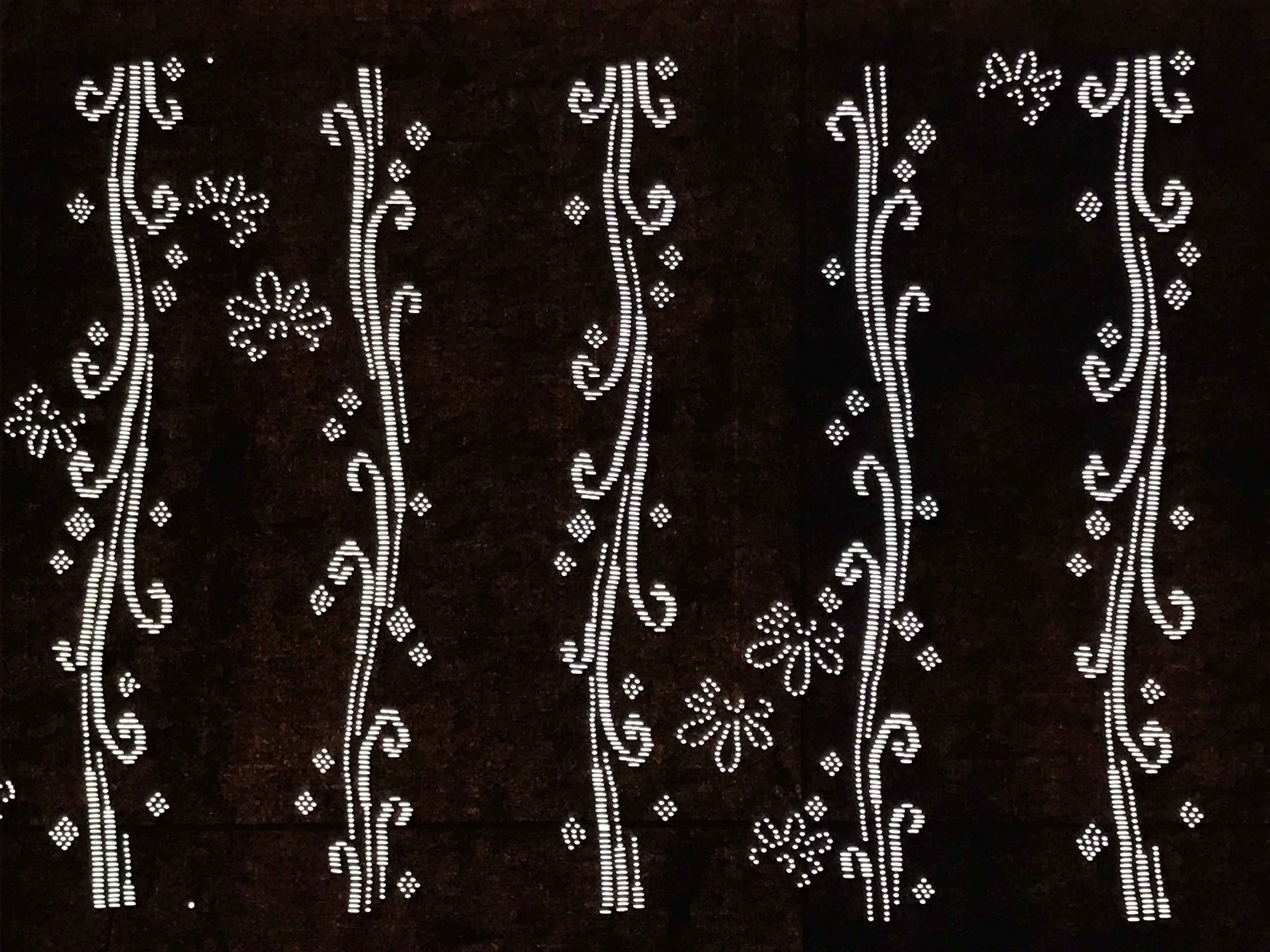 Antique Japanese Ise Katagami Paper Kimono Stencil Katazome Floral Leaves A865