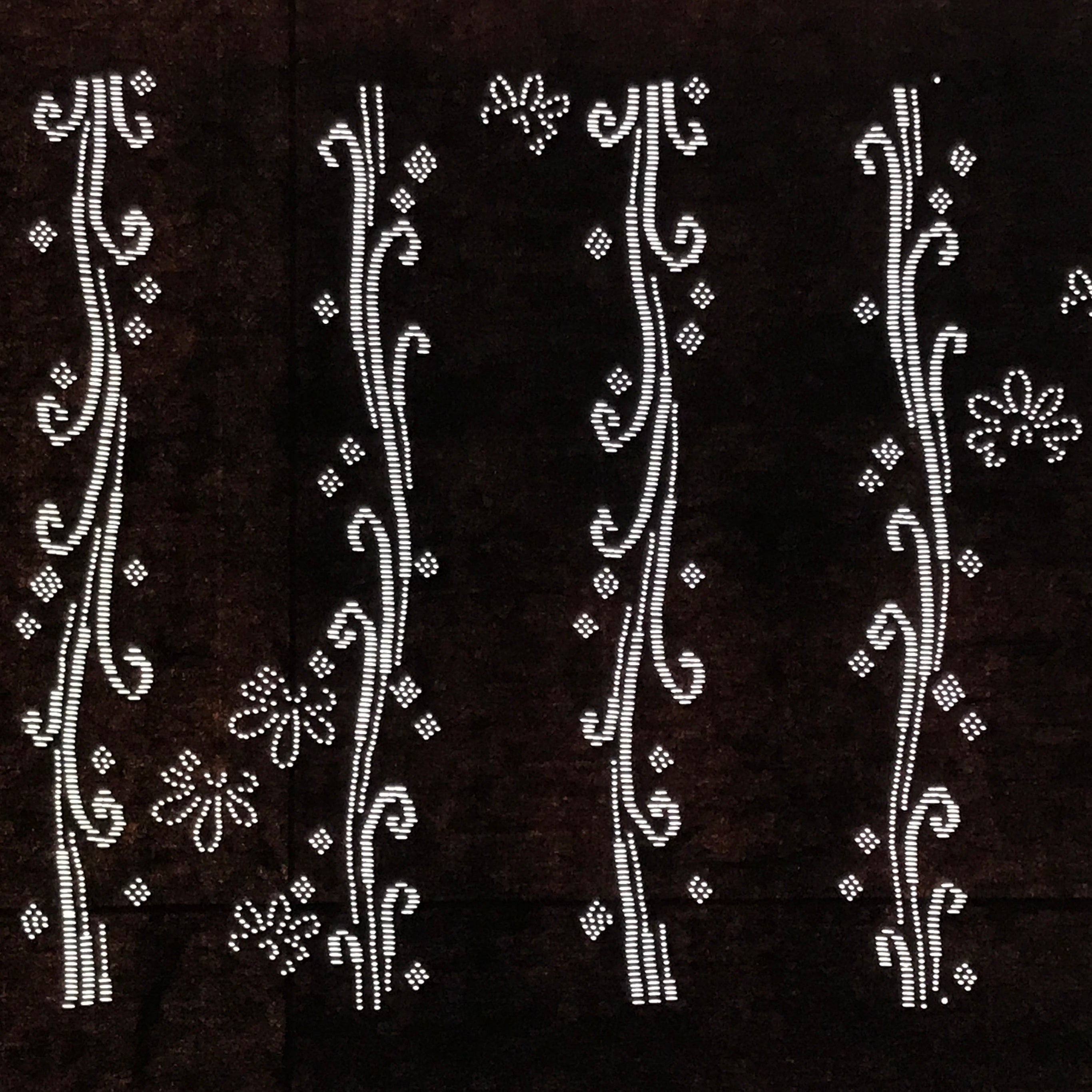 Antique Japanese Ise Katagami Paper Kimono Stencil Katazome Floral Leaves A865