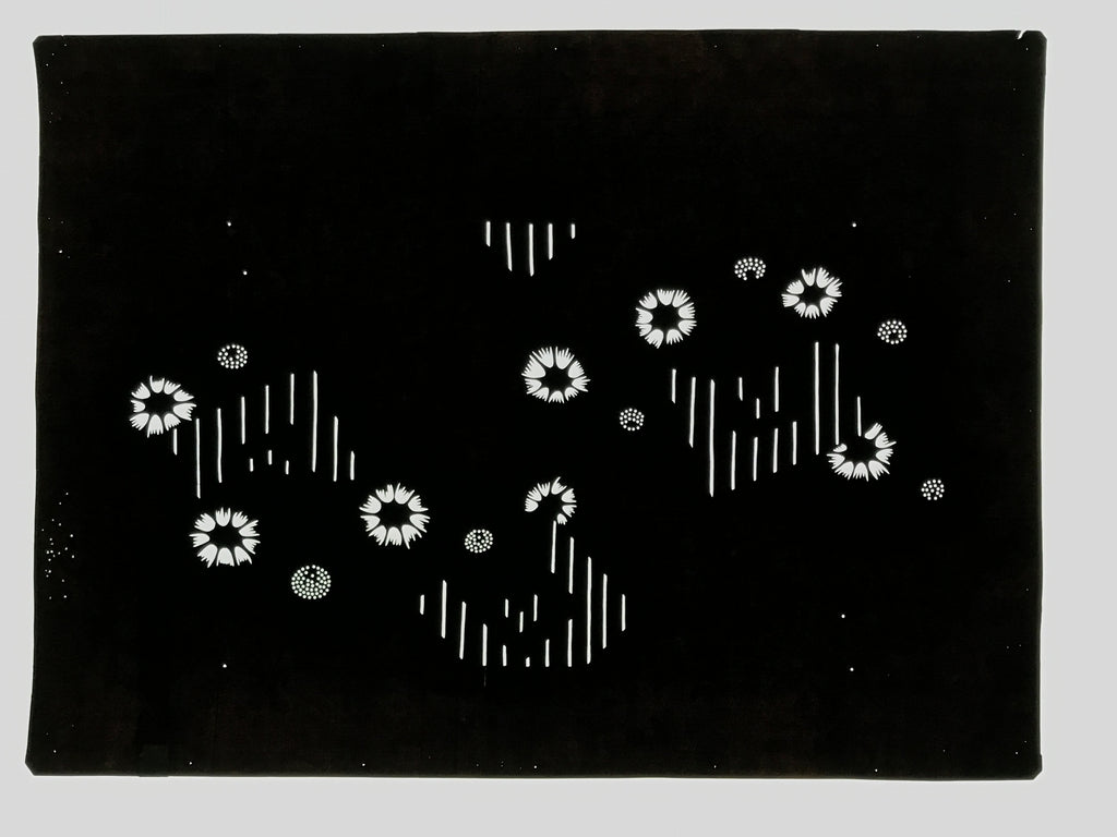 Antique Japanese Ise Katagami Paper Kimono Stencil Katazome Flower Design A823