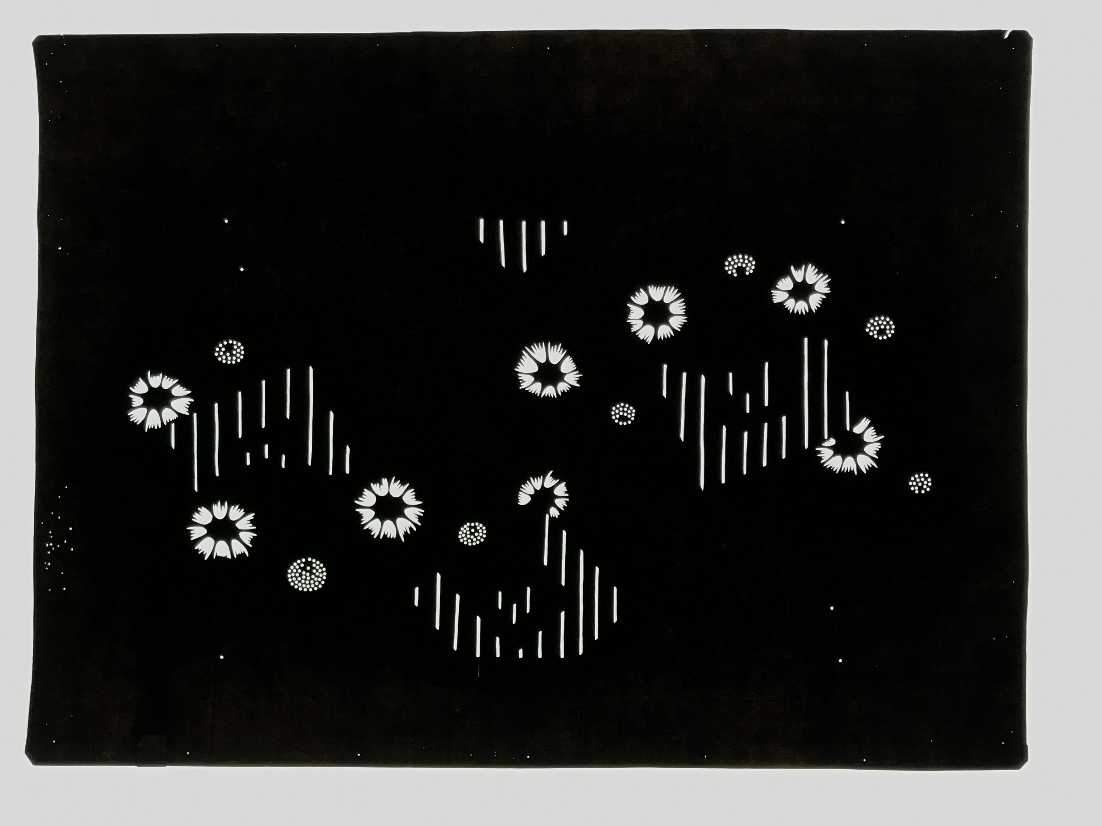 Antique Japanese Ise Katagami Paper Kimono Stencil Katazome Flower Design A823