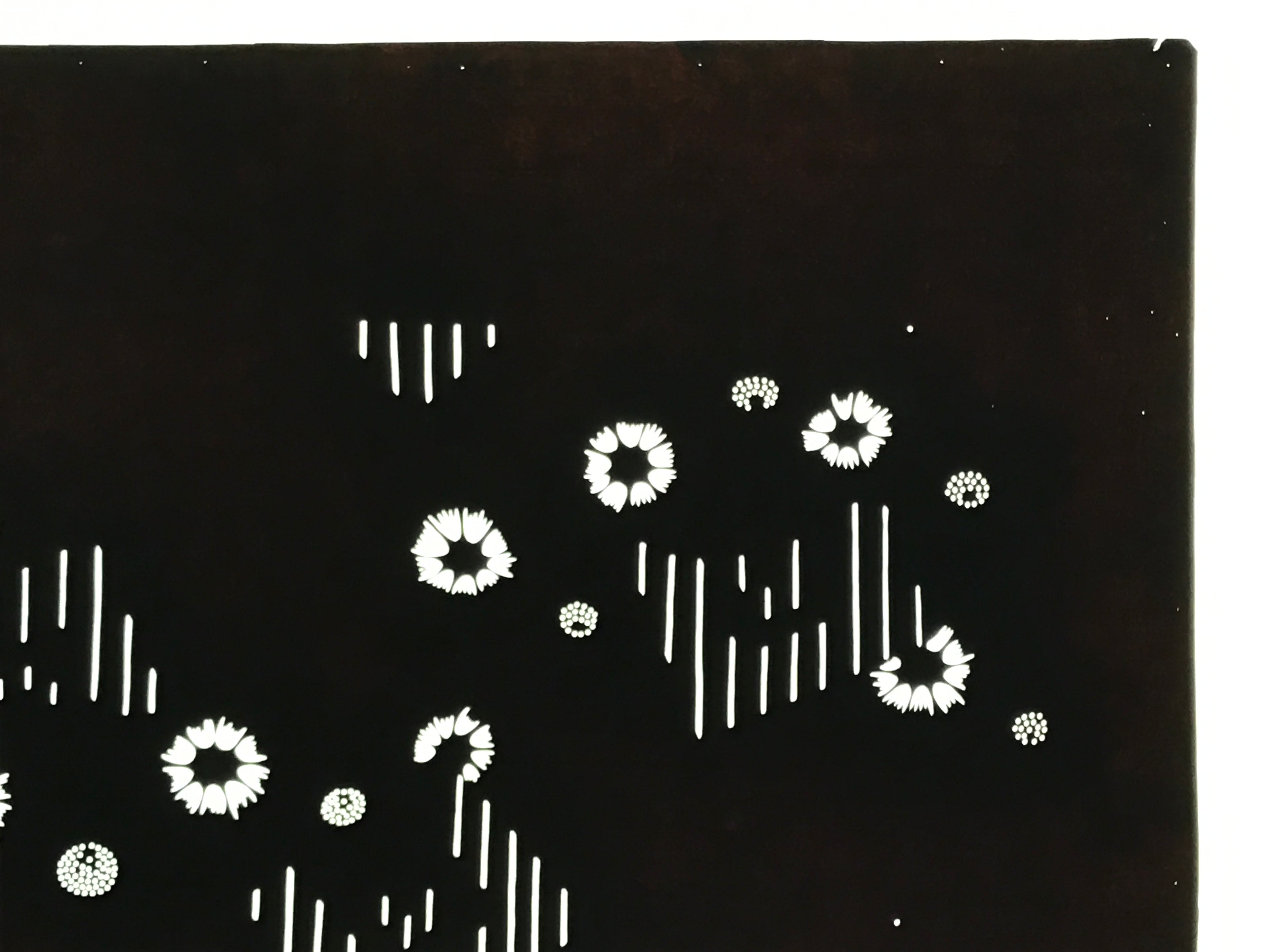 Antique Japanese Ise Katagami Paper Kimono Stencil Katazome Flower Design A823