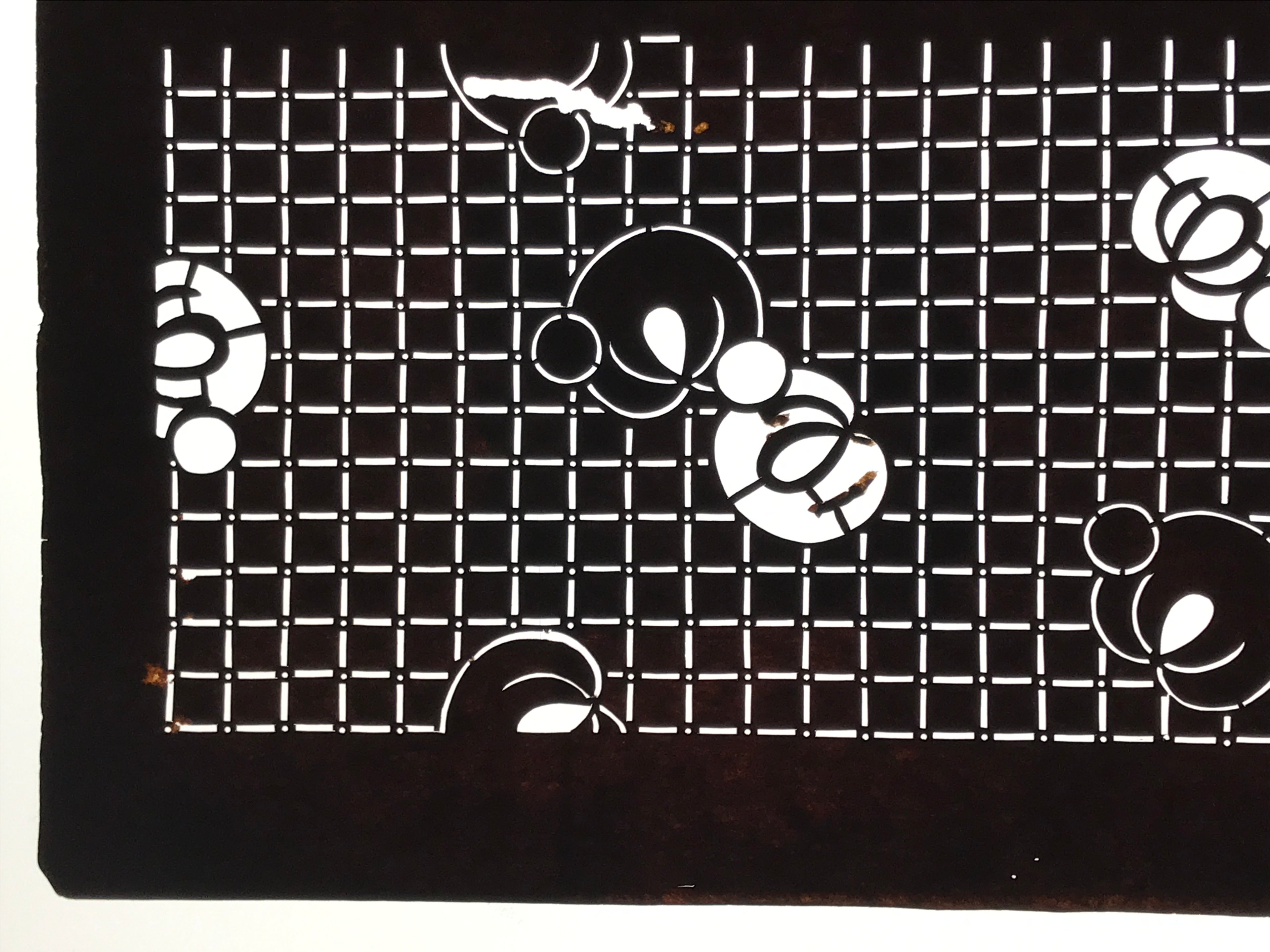 Antique Japanese Ise Katagami Paper Kimono Stencil Katazome Fruit Flowers A830