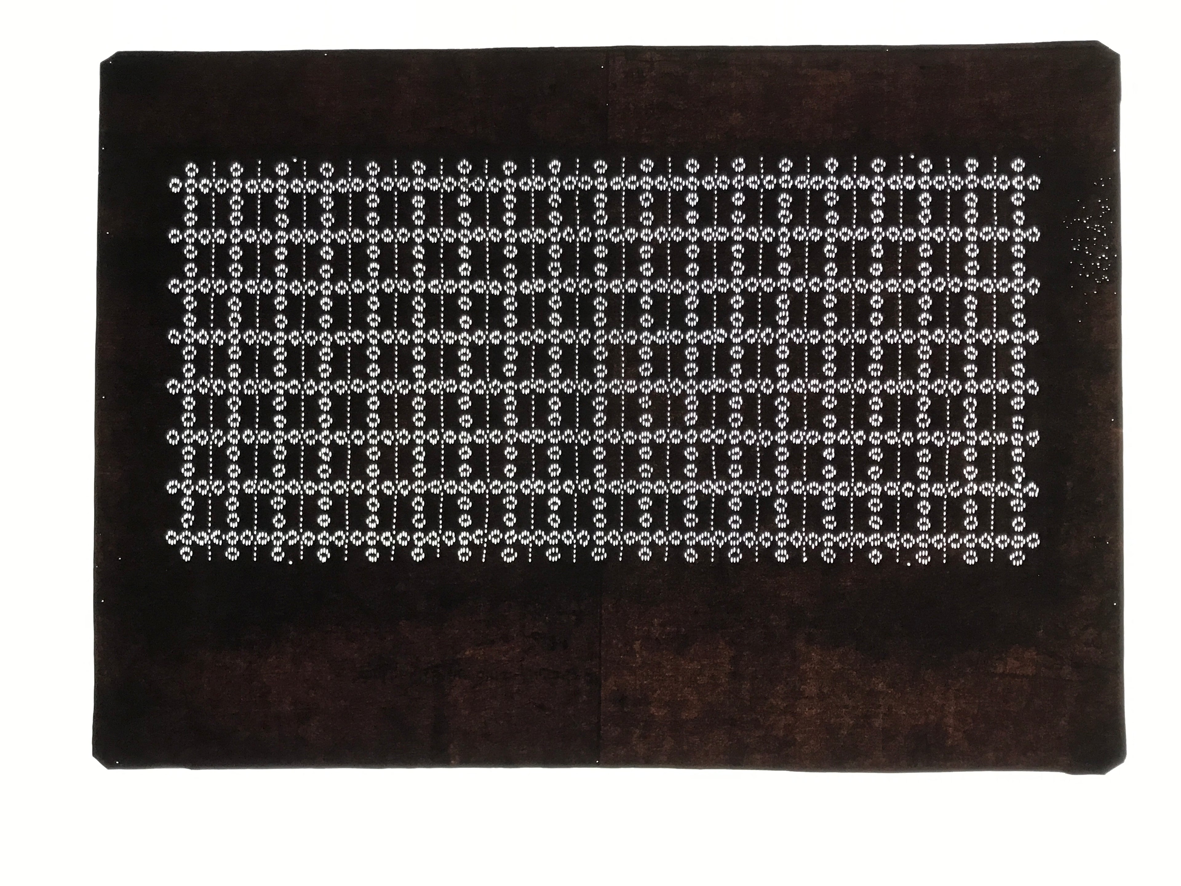 Antique Japanese Ise Katagami Paper Kimono Stencil Katazome Grid Pattern A854