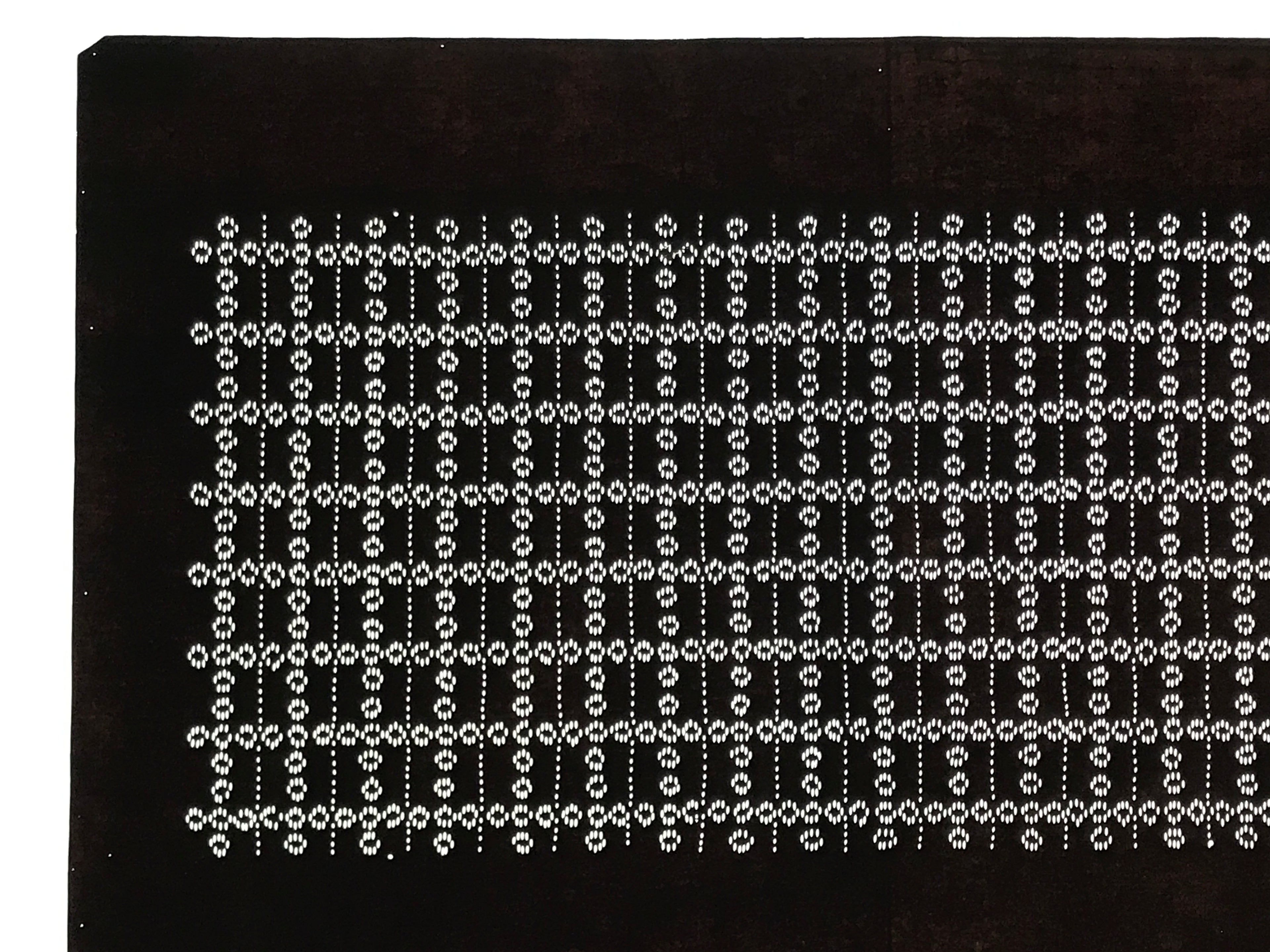 Antique Japanese Ise Katagami Paper Kimono Stencil Katazome Grid Pattern A854