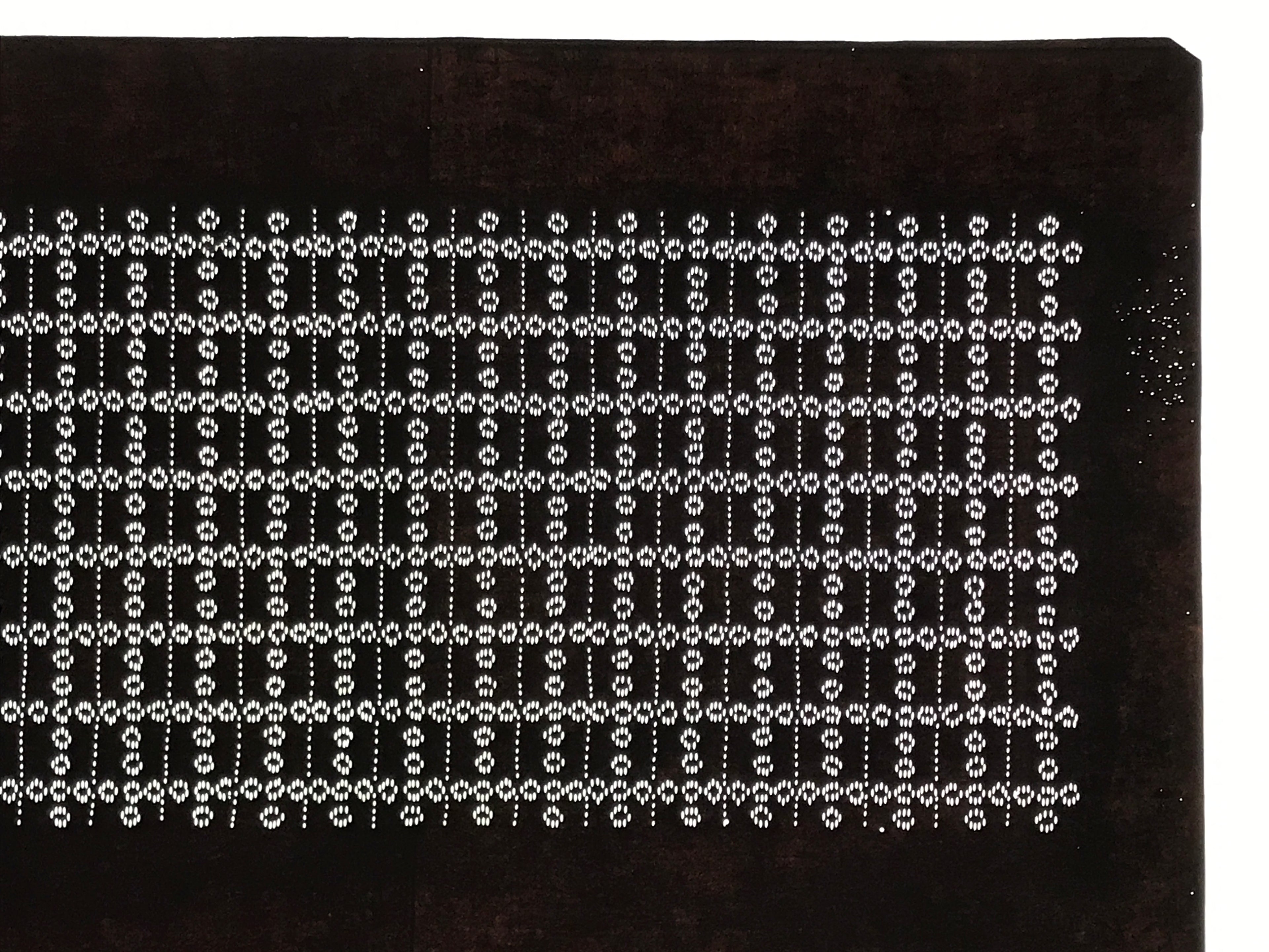 Antique Japanese Ise Katagami Paper Kimono Stencil Katazome Grid Pattern A854
