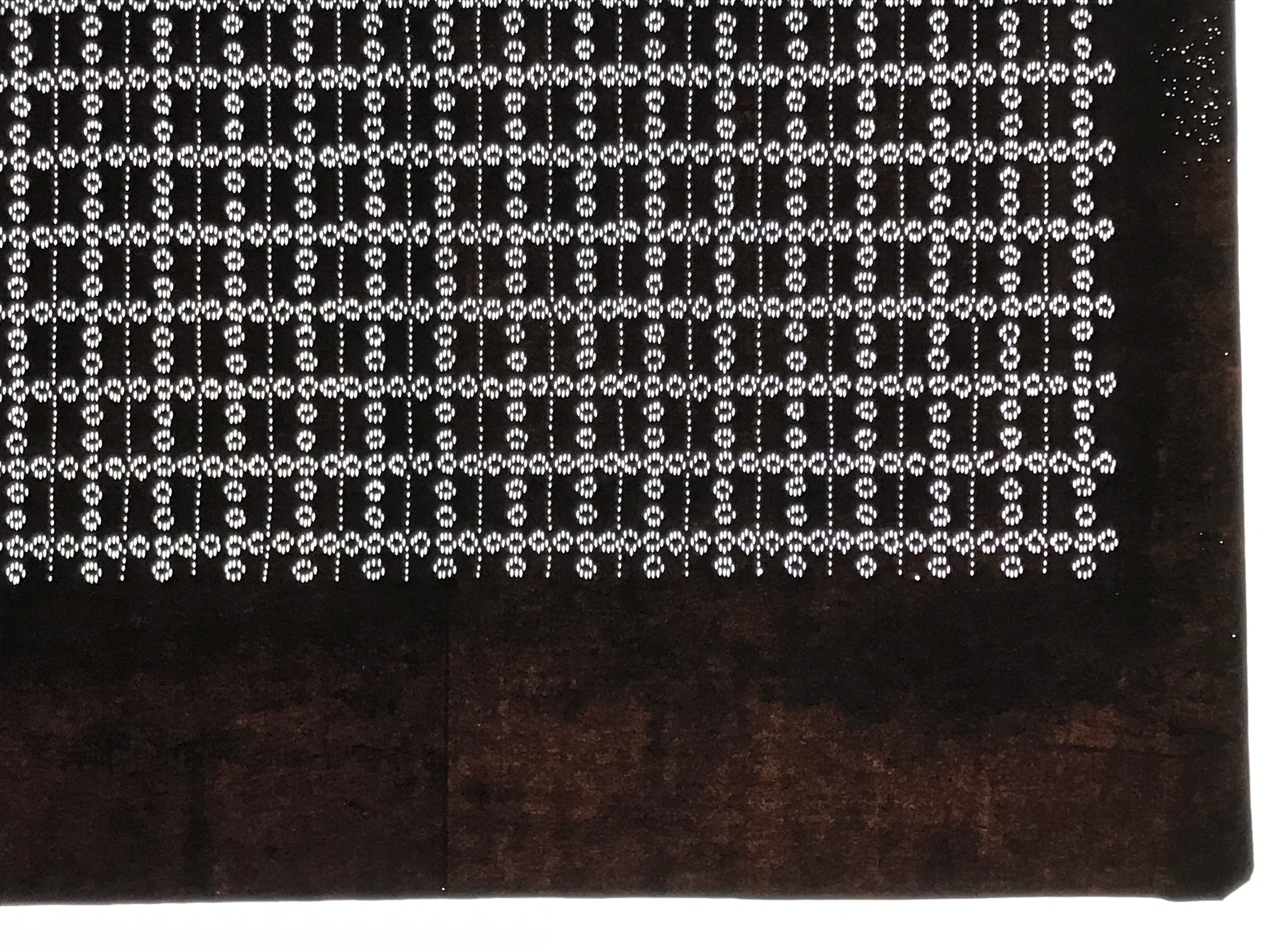 Antique Japanese Ise Katagami Paper Kimono Stencil Katazome Grid Pattern A854