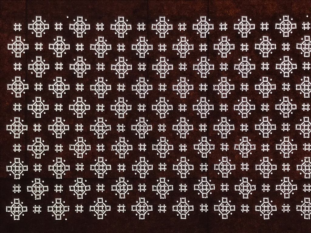 Antique Japanese Ise Katagami Paper Kimono Stencil Katazome Igeta Hash Well A875