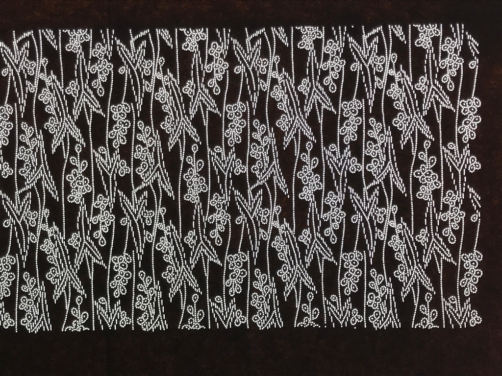 Antique Japanese Ise Katagami Paper Kimono Stencil Katazome Leaves Berries A871