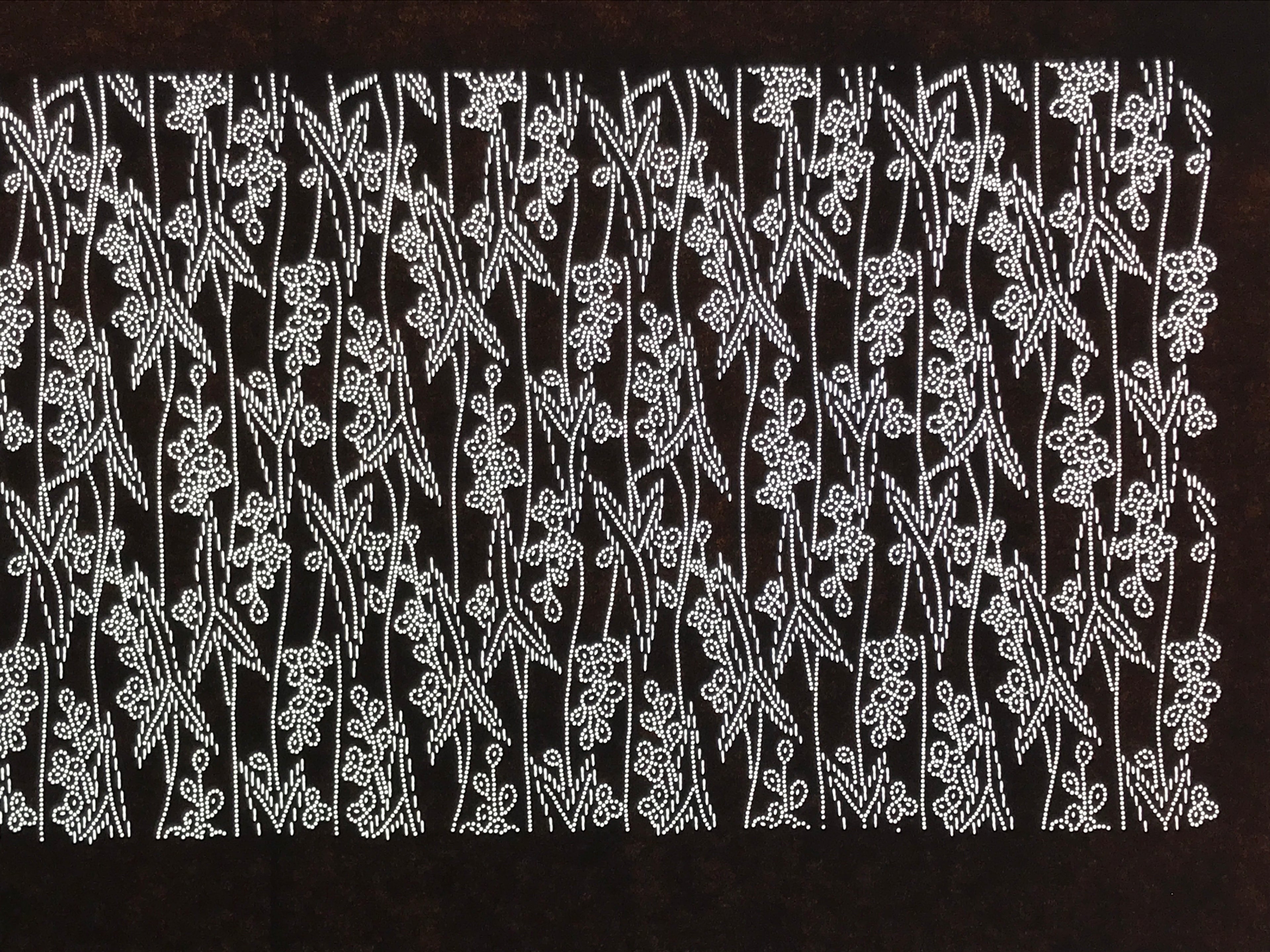 Antique Japanese Ise Katagami Paper Kimono Stencil Katazome Leaves Berries A871
