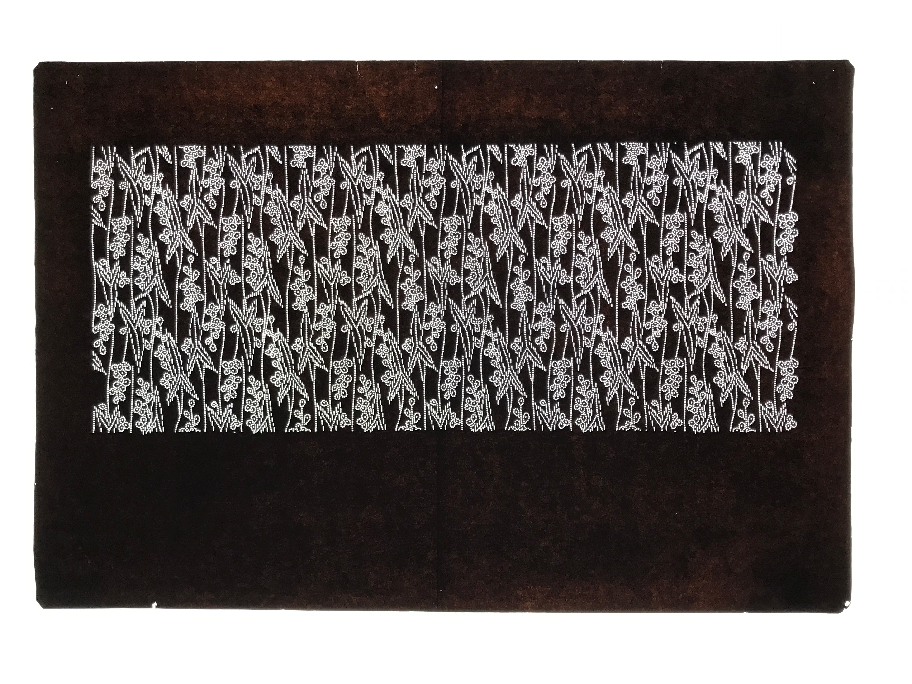 Antique Japanese Ise Katagami Paper Kimono Stencil Katazome Leaves Berries A871