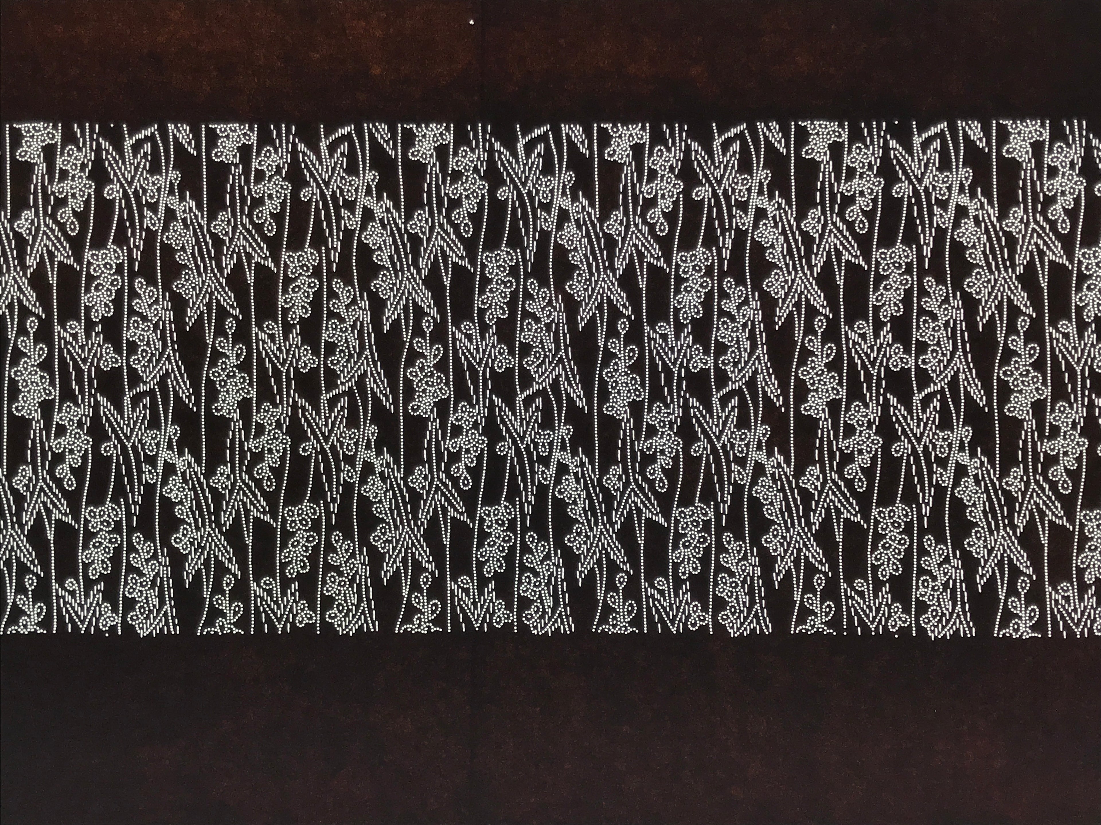 Antique Japanese Ise Katagami Paper Kimono Stencil Katazome Leaves Berries A871