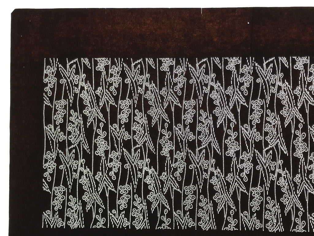 Antique Japanese Ise Katagami Paper Kimono Stencil Katazome Leaves Berries A871