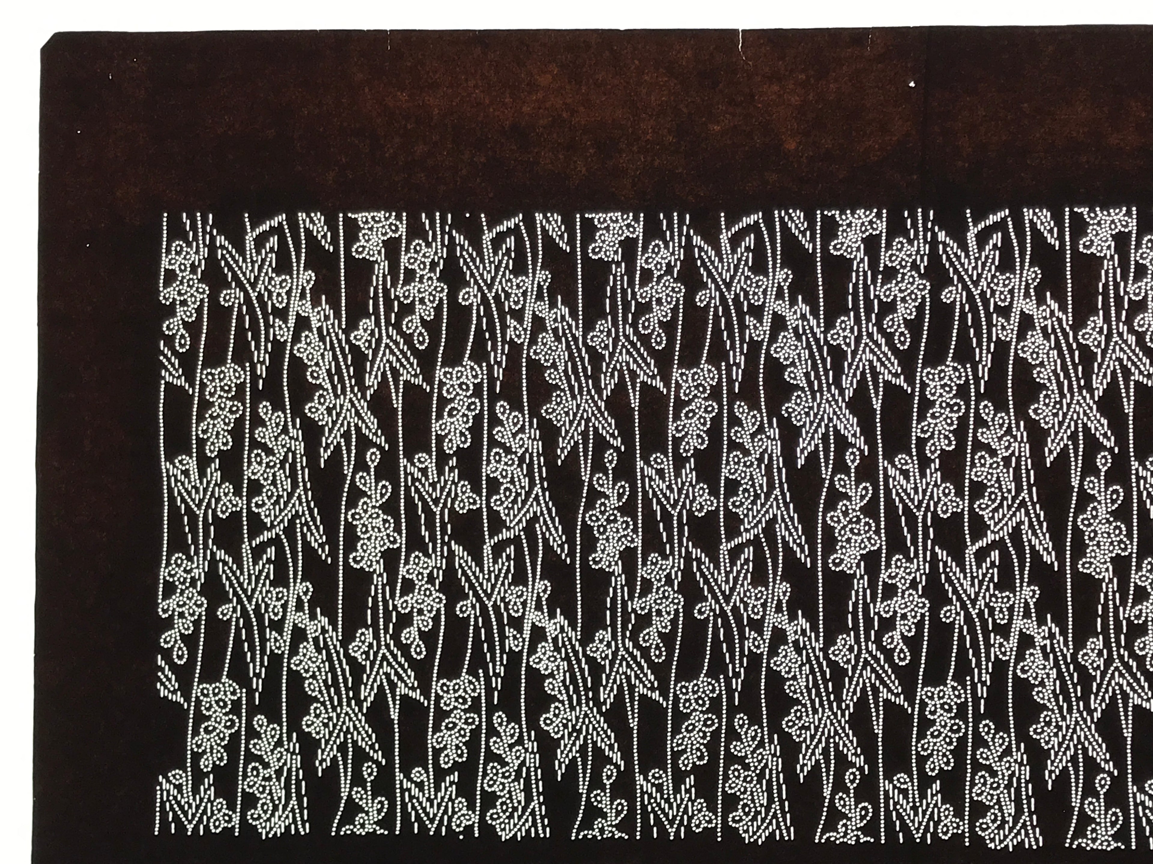 Antique Japanese Ise Katagami Paper Kimono Stencil Katazome Leaves Berries A871