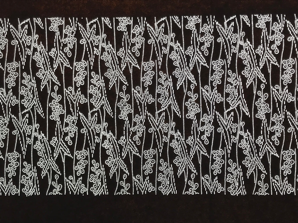 Antique Japanese Ise Katagami Paper Kimono Stencil Katazome Leaves Berries A871