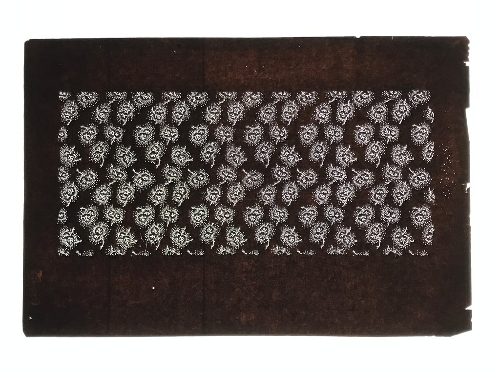 Antique Japanese Ise Katagami Paper Kimono Stencil Katazome Plant Leaves A852