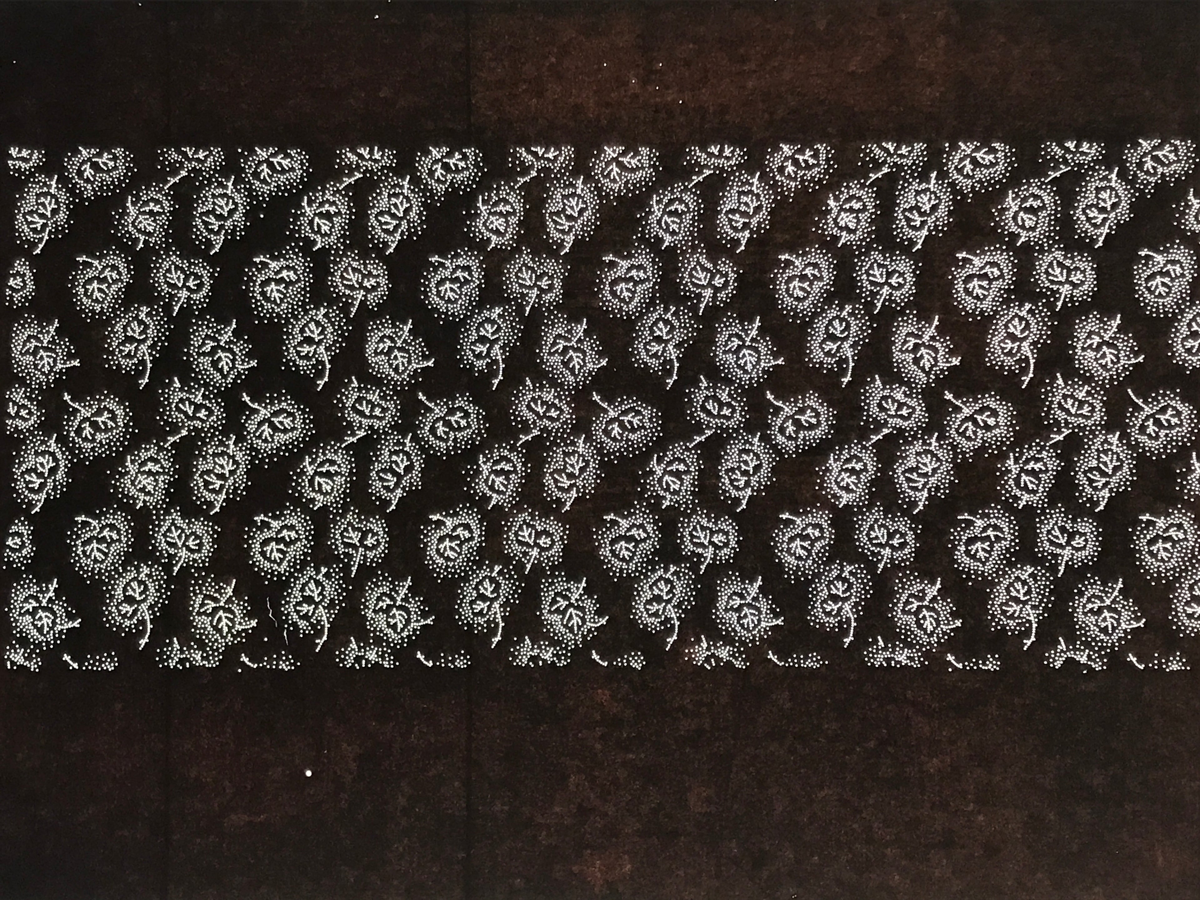 Antique Japanese Ise Katagami Paper Kimono Stencil Katazome Plant Leaves A852