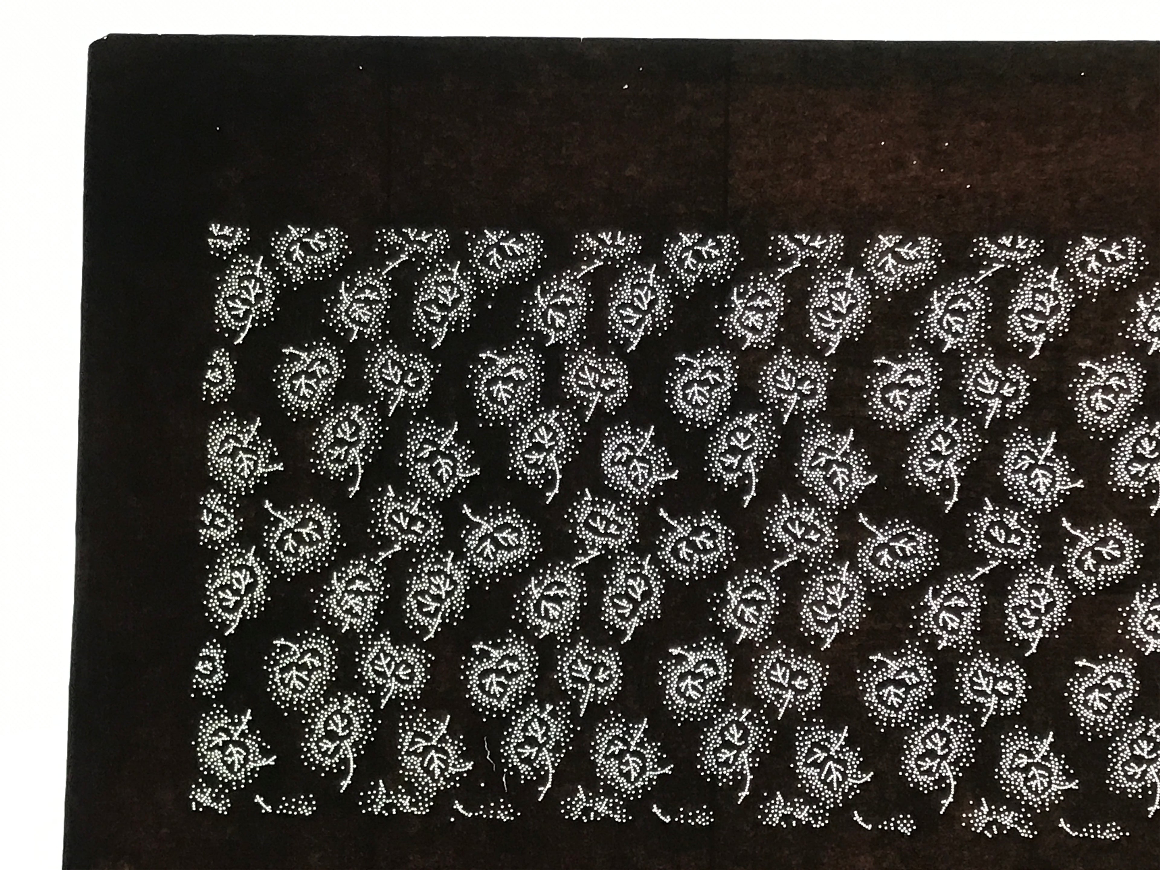 Antique Japanese Ise Katagami Paper Kimono Stencil Katazome Plant Leaves A852