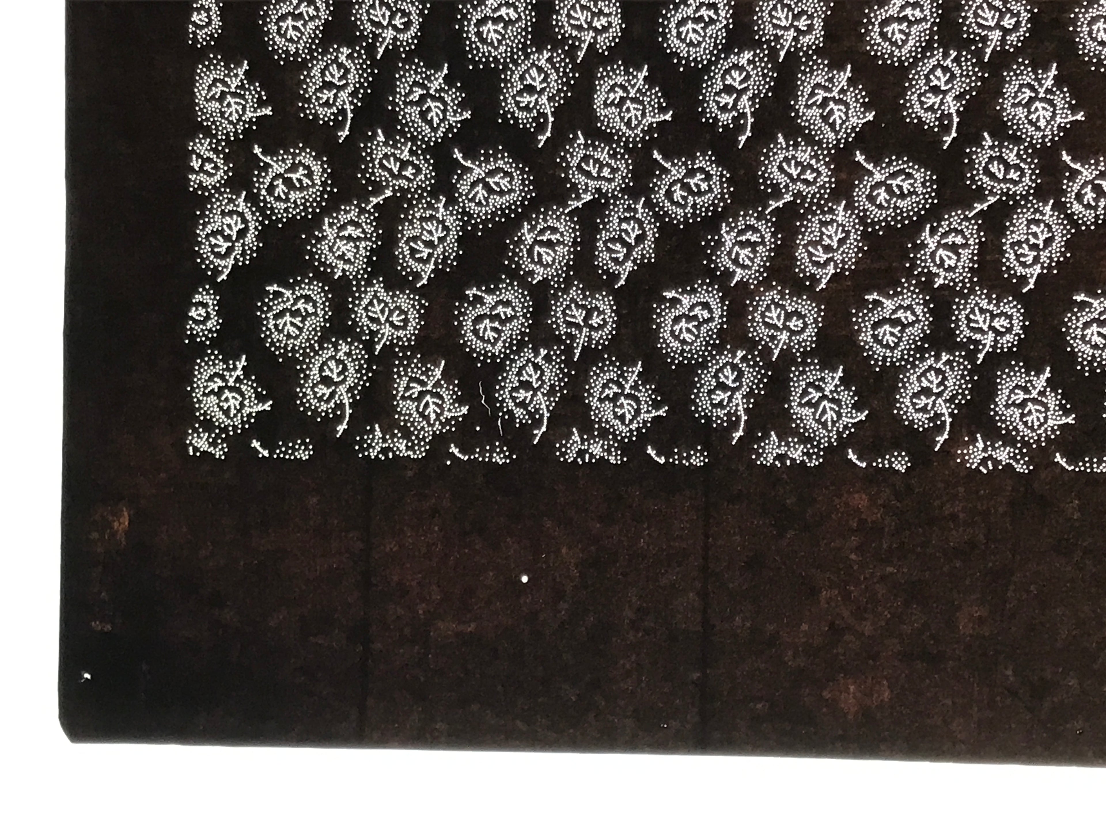 Antique Japanese Ise Katagami Paper Kimono Stencil Katazome Plant Leaves A852